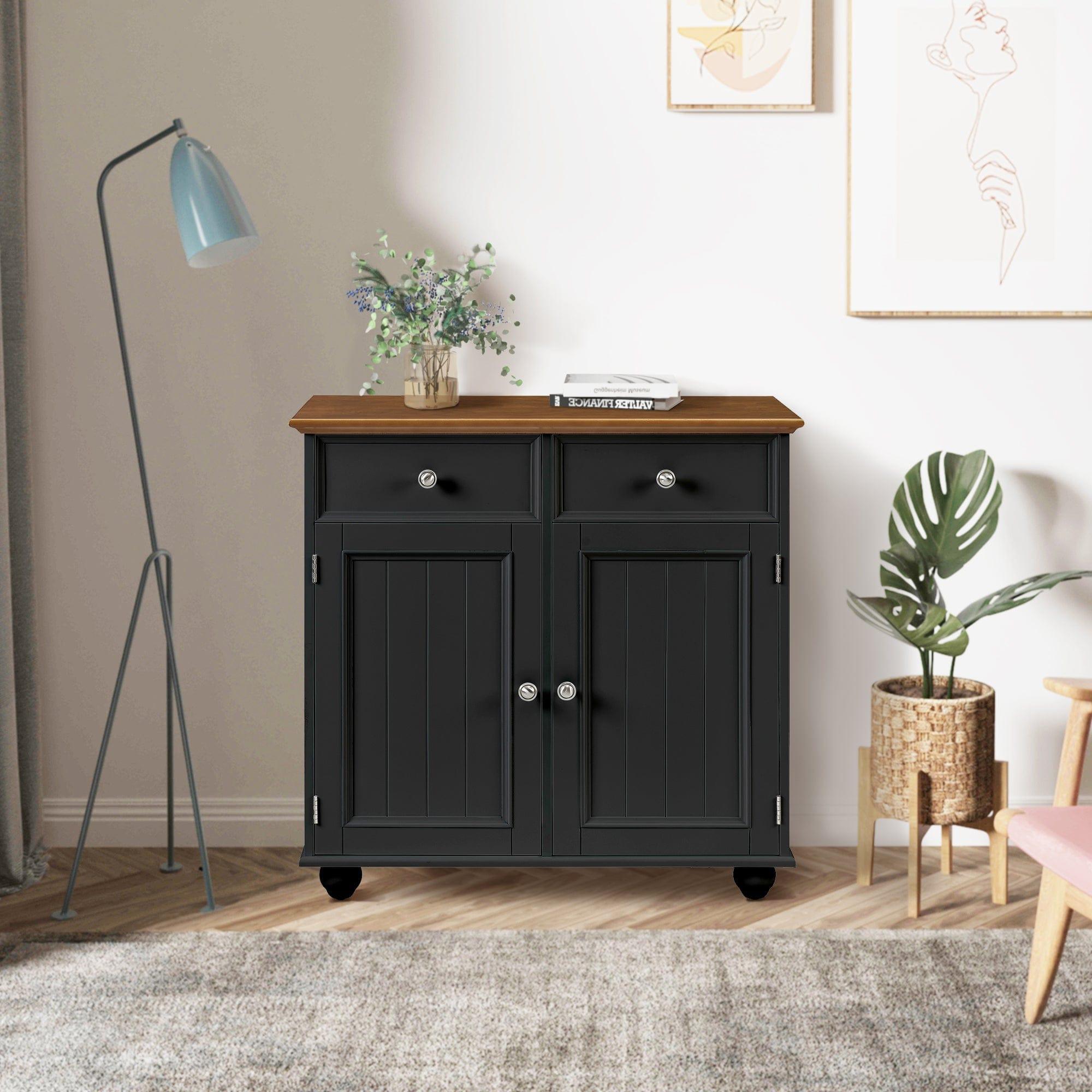 Shop Modern Sideboard Buffet Cabinet with Storage Cabinets, Drawers and Shelves for Living Room, Kitchen, Black Mademoiselle Home Decor