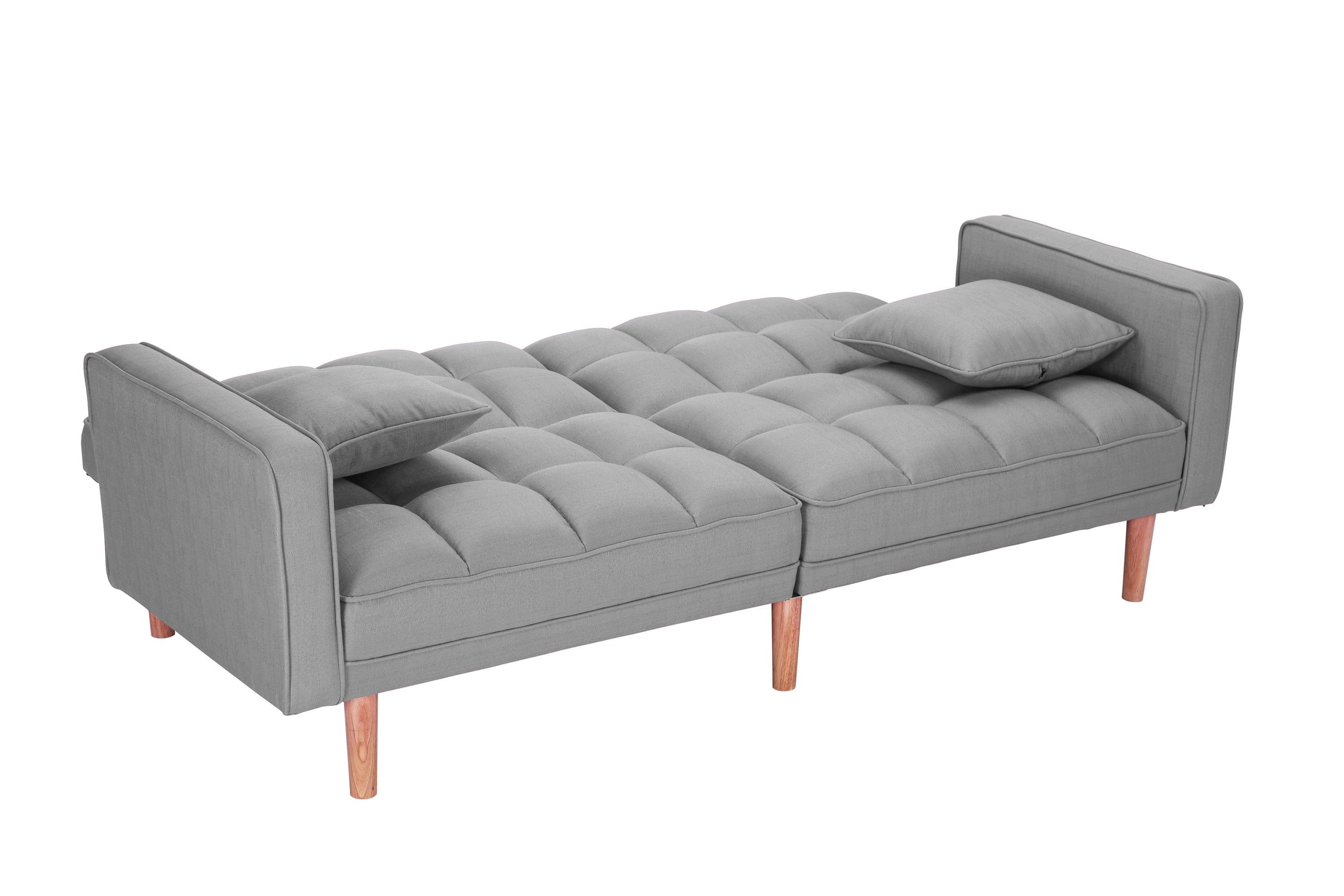 Shop FUTON SLEEPER SOFA WITH 2 PILLOWS LIGHT GREY FABRIC（same as W223S00032、W223S00583、W223S00992） Mademoiselle Home Decor