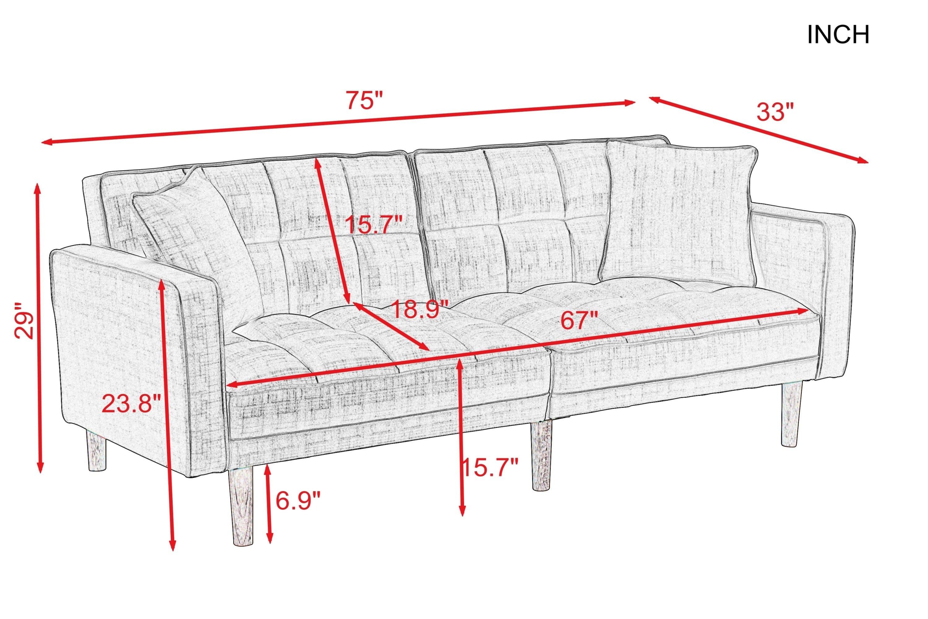 Shop FUTON SLEEPER SOFA WITH 2 PILLOWS LIGHT GREY FABRIC（same as W223S00032、W223S00583、W223S00992） Mademoiselle Home Decor