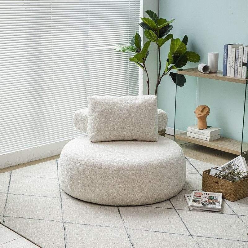 Shop 0 Lambs wool-white A Nordic small room single sofa living room bedroom balcony casual lazy tatami designer pie sofa chair  chesterfield sofa Mademoiselle Home Decor