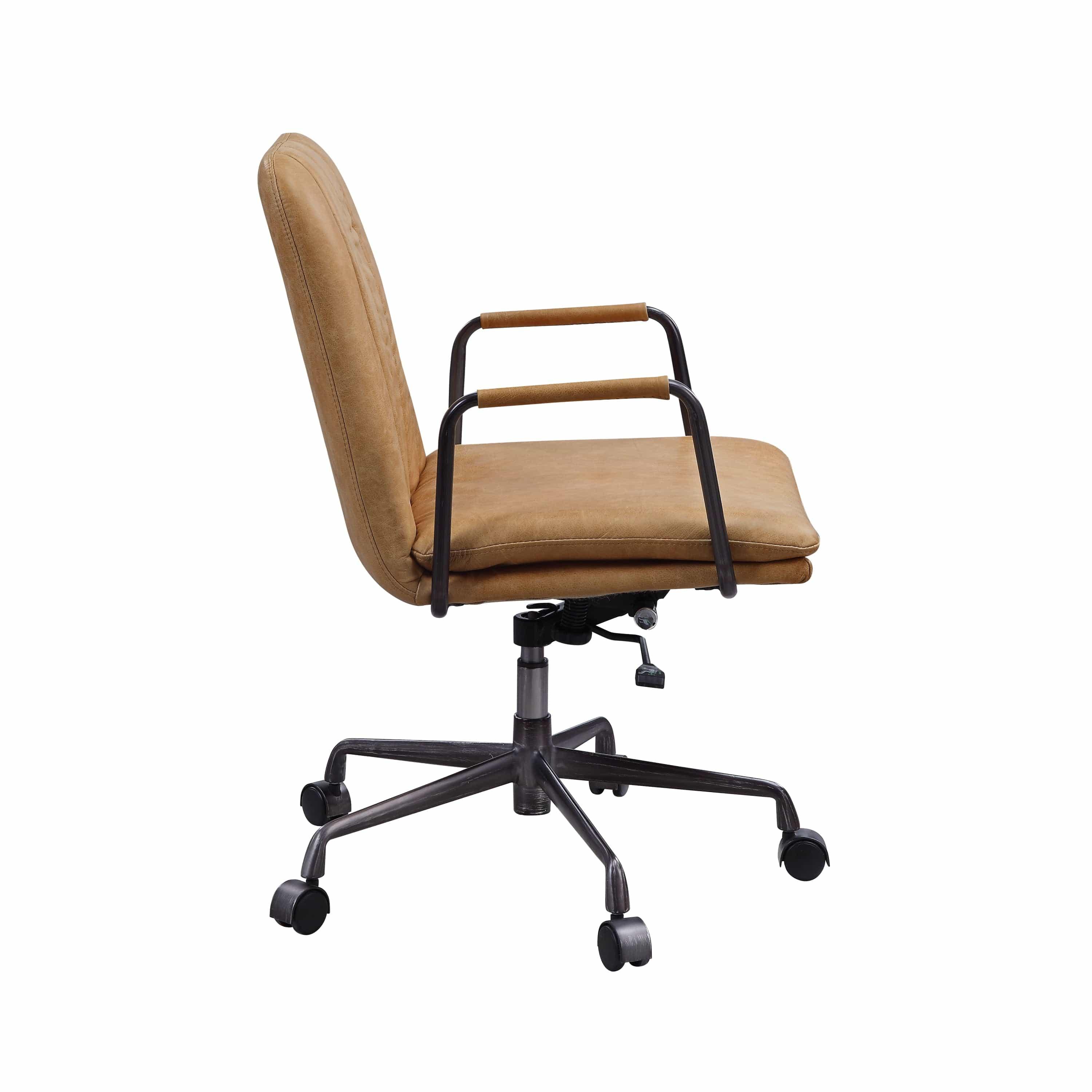 Shop ACME Eclarn Office Chair in Rum Top Grain Leather 93174 Mademoiselle Home Decor