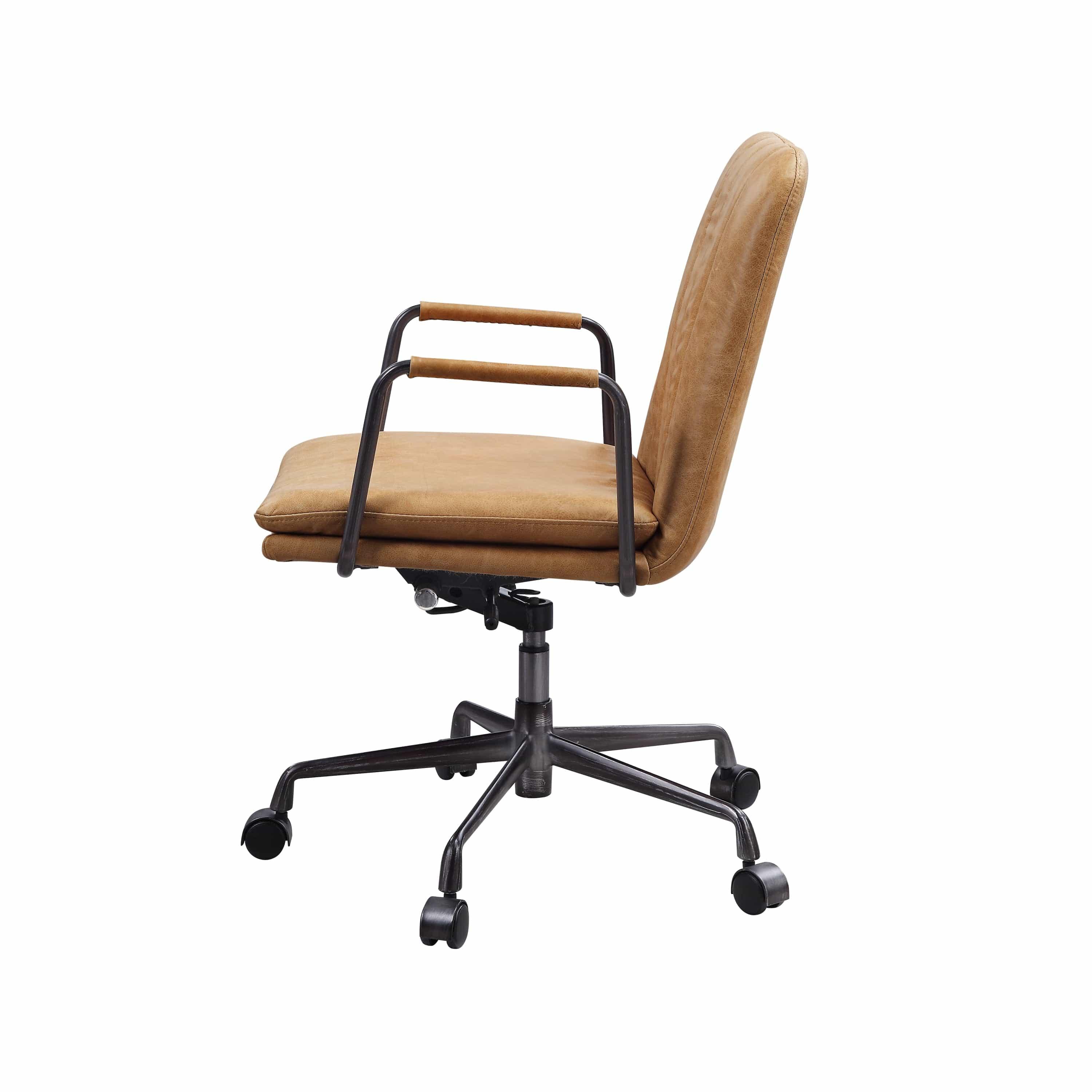 Shop ACME Eclarn Office Chair in Rum Top Grain Leather 93174 Mademoiselle Home Decor