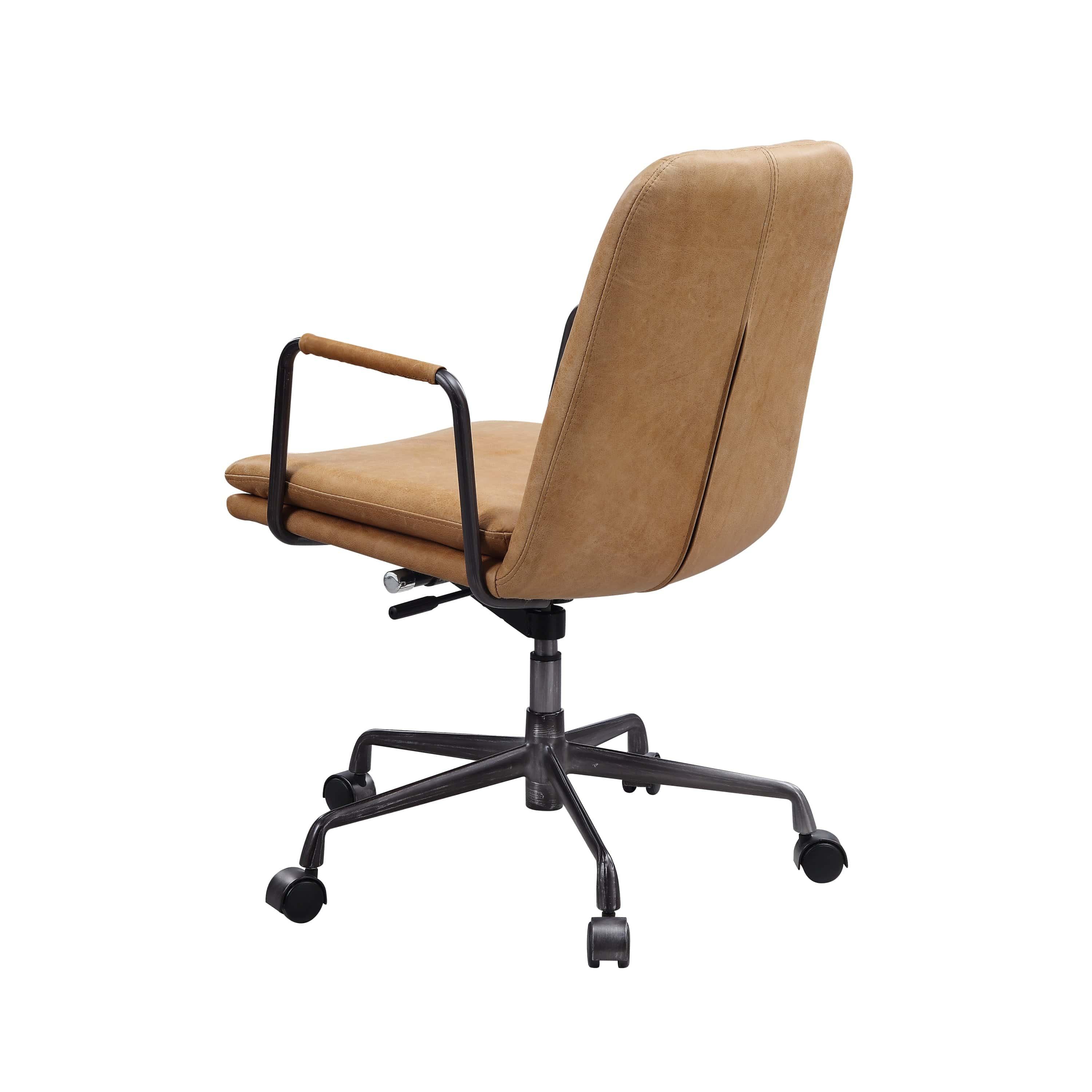 Shop ACME Eclarn Office Chair in Rum Top Grain Leather 93174 Mademoiselle Home Decor