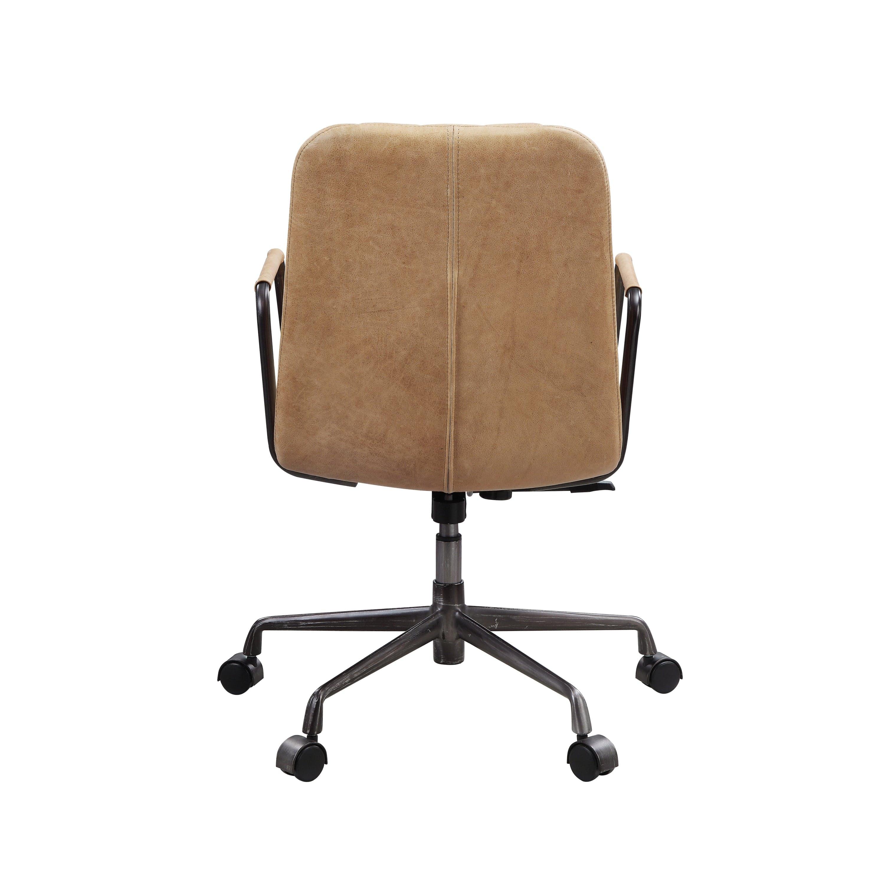 Shop ACME Eclarn Office Chair in Rum Top Grain Leather 93174 Mademoiselle Home Decor