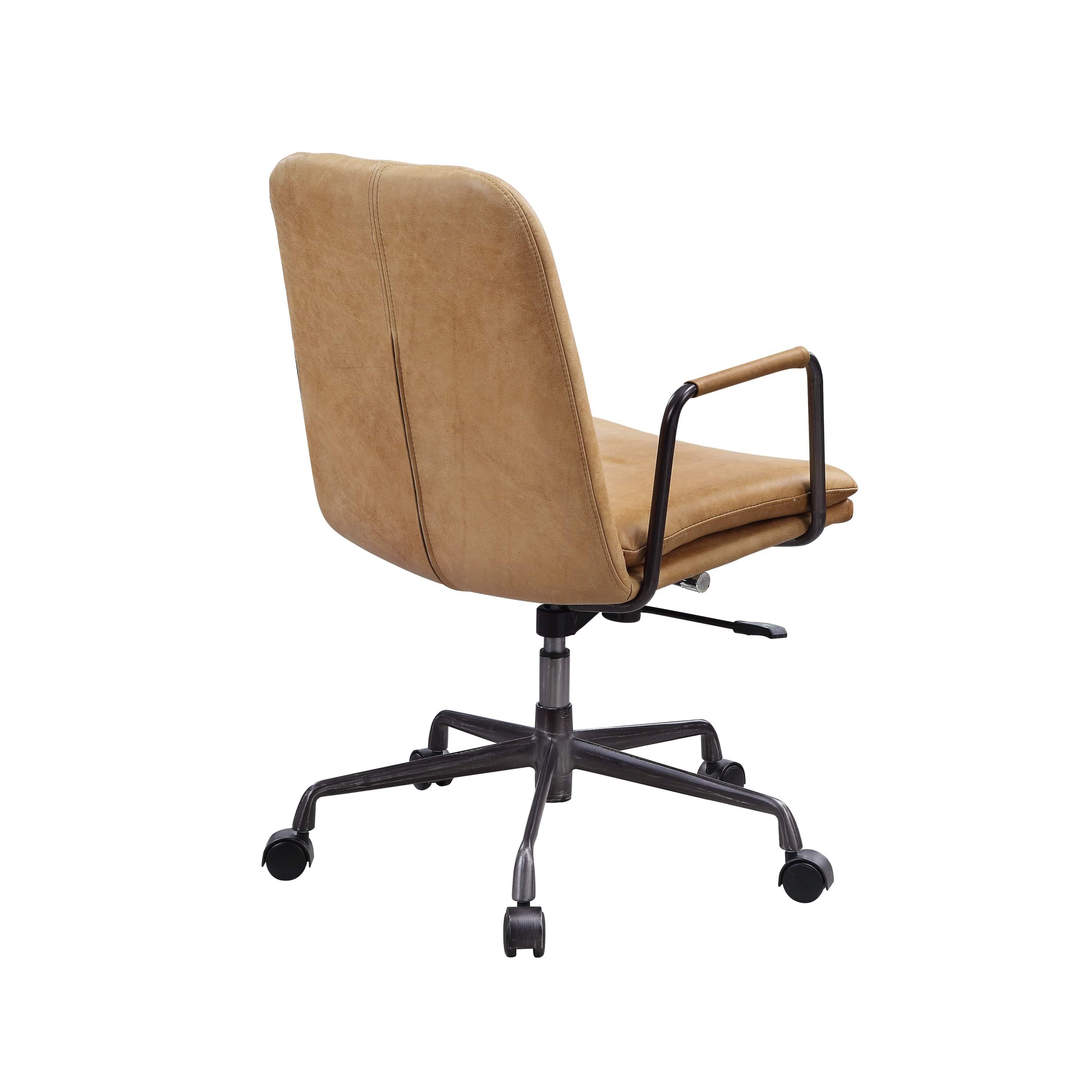 Shop ACME Eclarn Office Chair in Rum Top Grain Leather 93174 Mademoiselle Home Decor