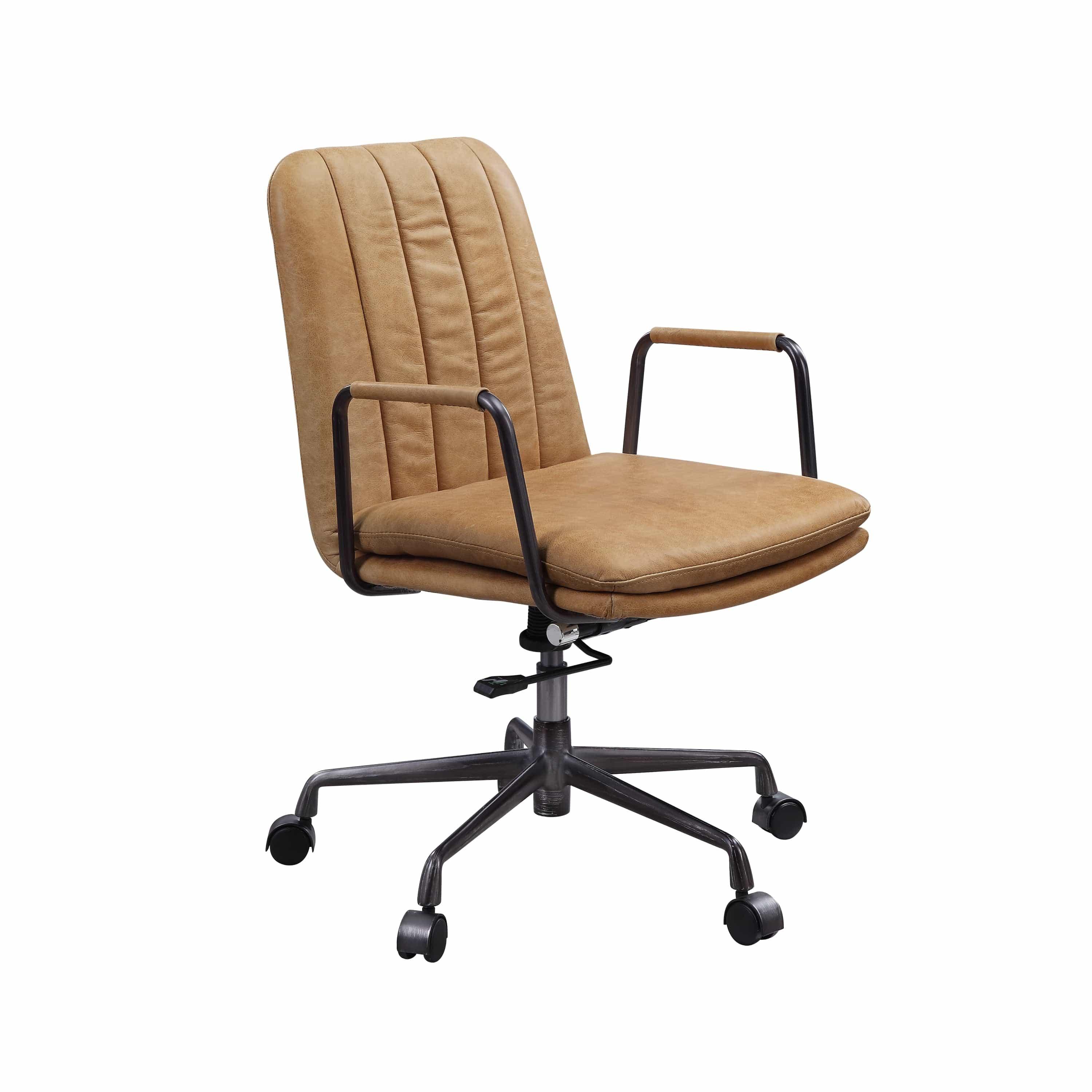 Shop ACME Eclarn Office Chair in Rum Top Grain Leather 93174 Mademoiselle Home Decor