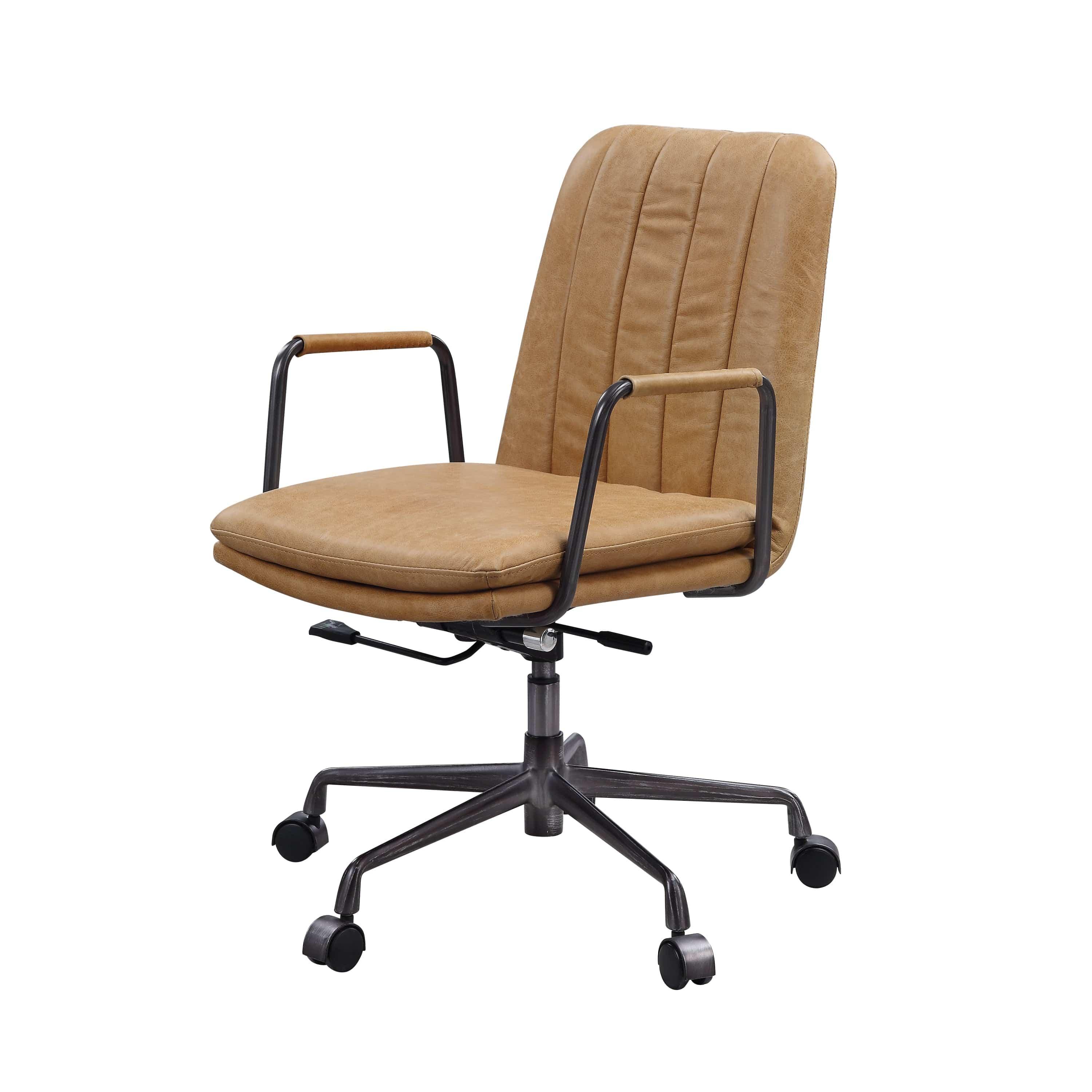 Shop ACME Eclarn Office Chair in Rum Top Grain Leather 93174 Mademoiselle Home Decor