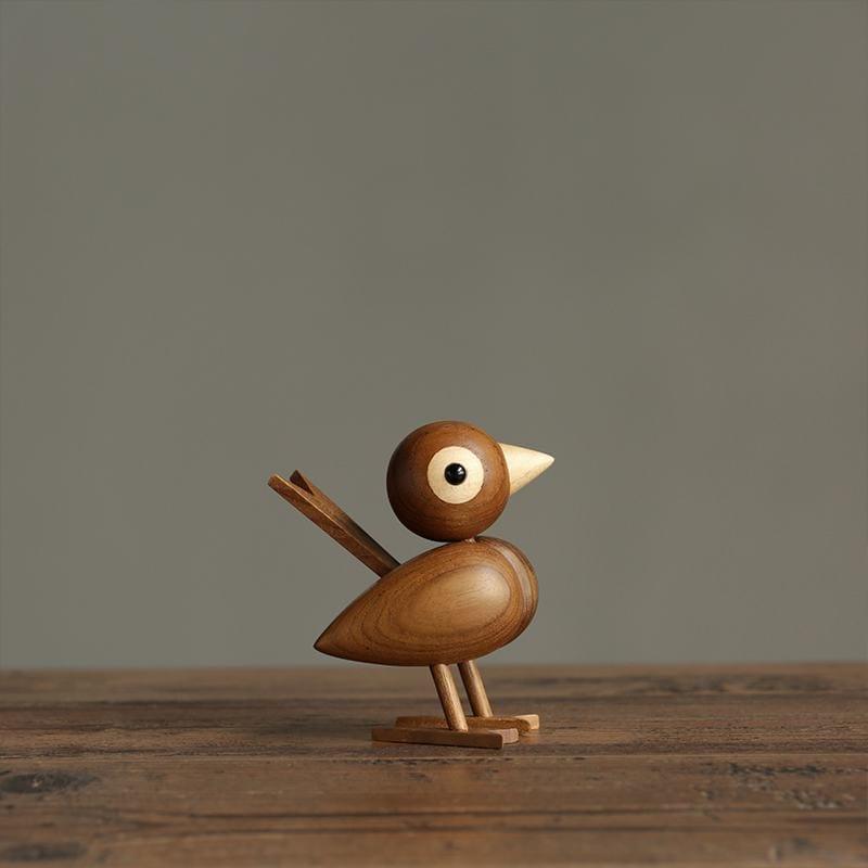 Shop 0 teak Denmark Nordic style wood sparrow bird ornaments American puppet wooden play room study desktop accessories Mademoiselle Home Decor
