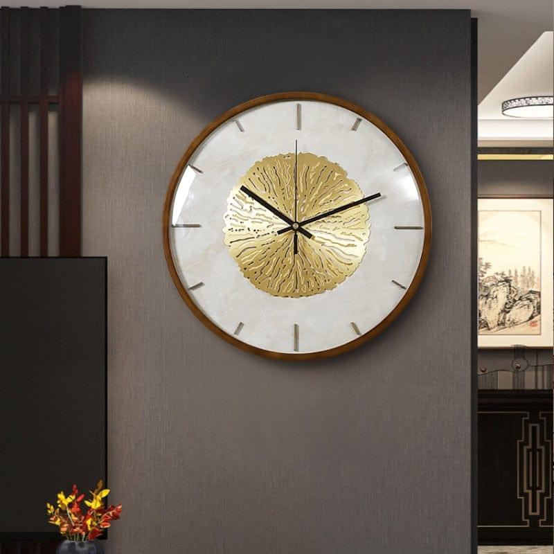 Shop 0 New Chinese walnut light luxury living room wall clock atmospheric home fashion clock modern creative wall clock Mademoiselle Home Decor