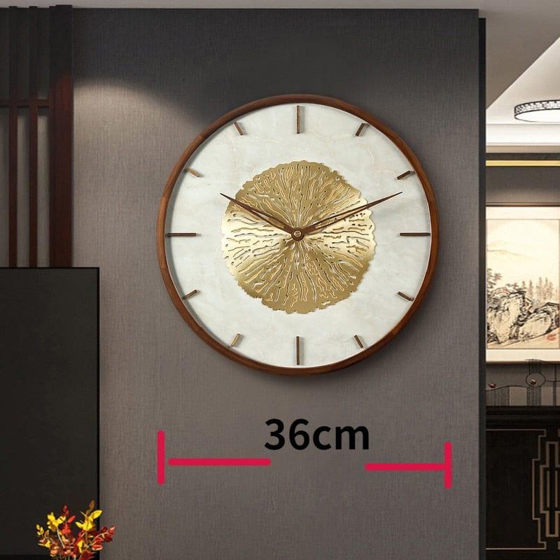 Shop 0 New Chinese walnut light luxury living room wall clock atmospheric home fashion clock modern creative wall clock Mademoiselle Home Decor