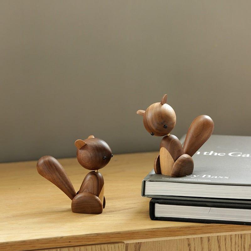 Shop 0 Home Decor Scandinavian Danish walnut solid wood home small ornament, large tail wooden small squirrel crafts gifts wooden gifts Mademoiselle Home Decor