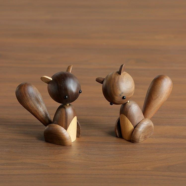 Shop 0 Home Decor Scandinavian Danish walnut solid wood home small ornament, large tail wooden small squirrel crafts gifts wooden gifts Mademoiselle Home Decor