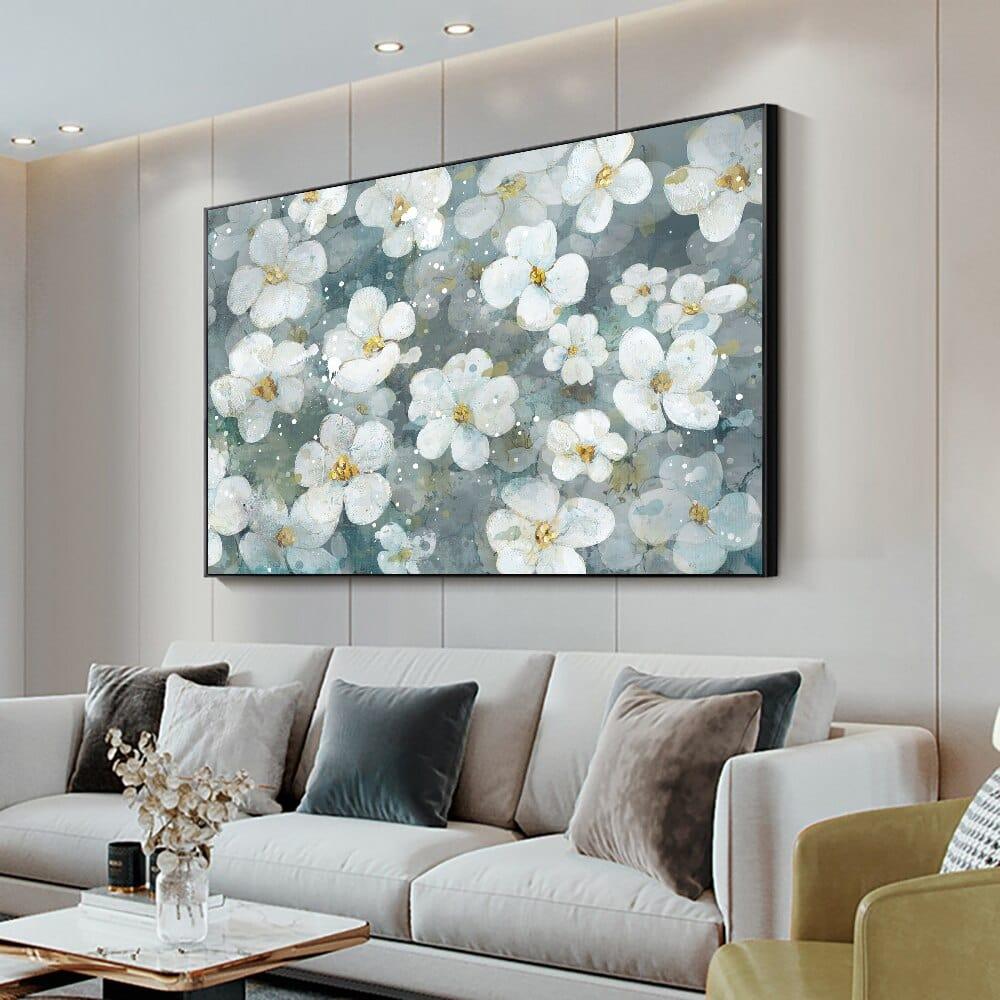 Shop 0 Abstract White Flowers Oil Painting On Canvas Modern Nordic Plant Posters And Prints Wall Art Picture For Living Room Home Decor Mademoiselle Home Decor