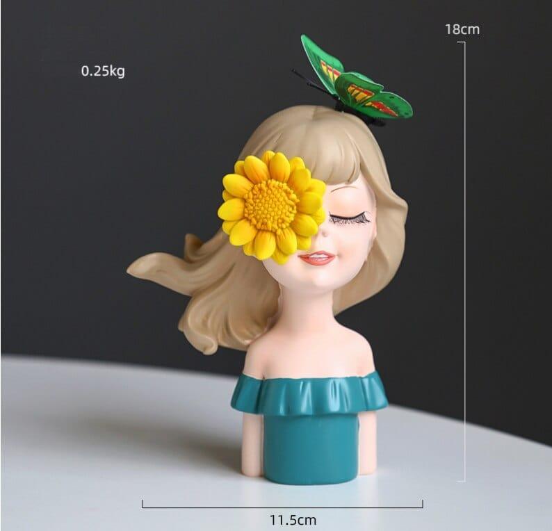 Shop 0 style4-M Modern Cute Healing Smile Girl Resin Ornaments Home Livingroom Desktop Figurines Craft Bookcase Cabinet Bar Sculpture Decoration Mademoiselle Home Decor