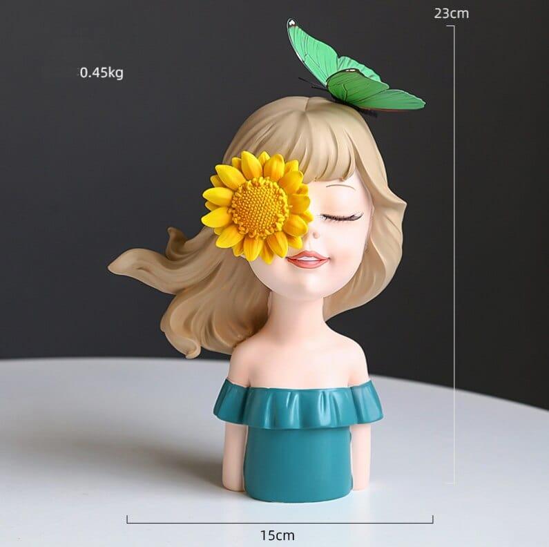 Shop 0 style6-L Modern Cute Healing Smile Girl Resin Ornaments Home Livingroom Desktop Figurines Craft Bookcase Cabinet Bar Sculpture Decoration Mademoiselle Home Decor