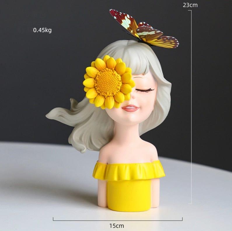 Shop 0 style5-L Modern Cute Healing Smile Girl Resin Ornaments Home Livingroom Desktop Figurines Craft Bookcase Cabinet Bar Sculpture Decoration Mademoiselle Home Decor