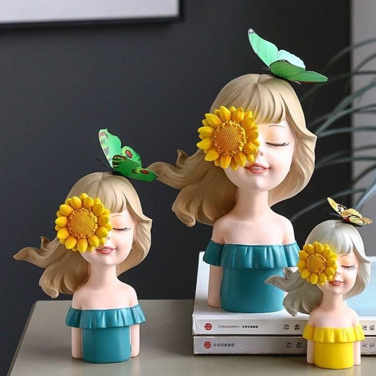 Shop 0 Modern Cute Healing Smile Girl Resin Ornaments Home Livingroom Desktop Figurines Craft Bookcase Cabinet Bar Sculpture Decoration Mademoiselle Home Decor