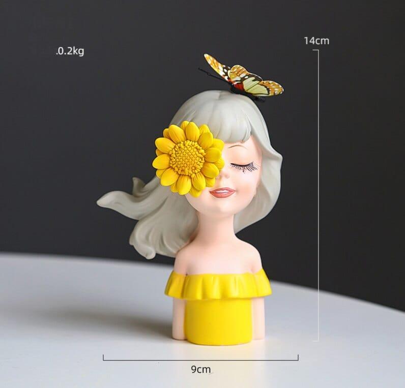 Shop 0 style1-S Modern Cute Healing Smile Girl Resin Ornaments Home Livingroom Desktop Figurines Craft Bookcase Cabinet Bar Sculpture Decoration Mademoiselle Home Decor