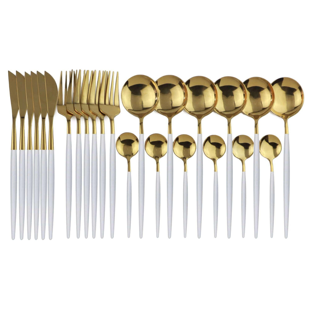 Shop 100003310 White Gold Stoneridge Cutlery Set Mademoiselle Home Decor