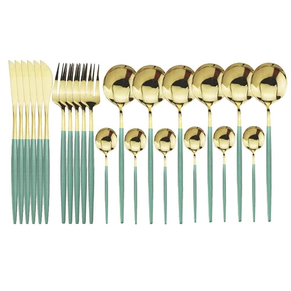 Shop 100003310 Mint Gold Stoneridge Cutlery Set Mademoiselle Home Decor