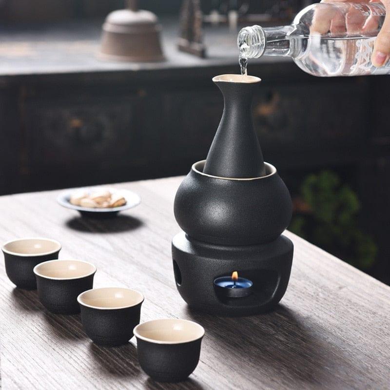 Shop 0 Ceramic Wine Cup Set for Japanese Sake Russian Spirits Warmer Include 4pc Sake Cups A Sake Bottle A Warmer Cup A Heating Stove Mademoiselle Home Decor