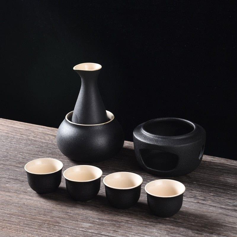 Shop 0 Ceramic Wine Cup Set for Japanese Sake Russian Spirits Warmer Include 4pc Sake Cups A Sake Bottle A Warmer Cup A Heating Stove Mademoiselle Home Decor
