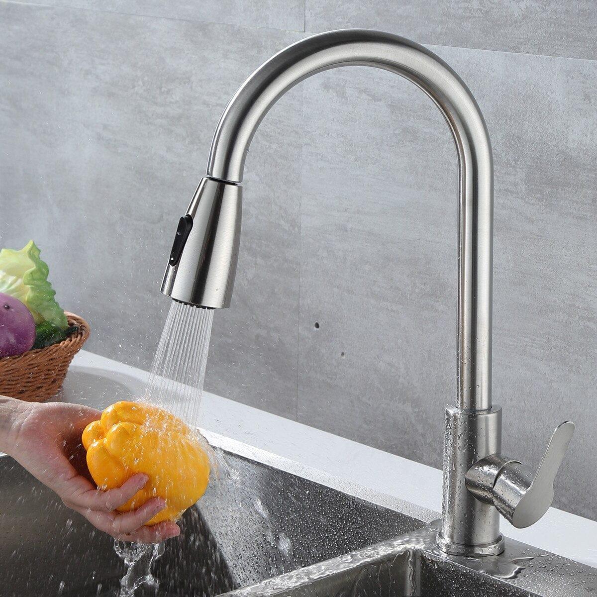 Shop 0 Kitchen Faucet Stainless Steel Faucets Hot Cold Water Mixer Tap 2 Function Stream Sprayer Single Handle Pull Out Kitchen Taps Mademoiselle Home Decor