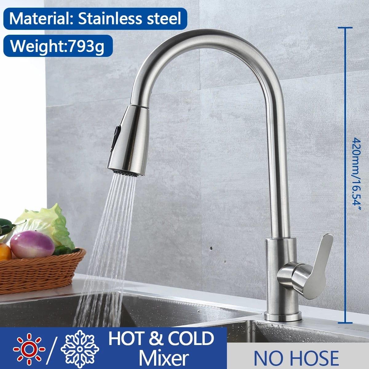 Shop 0 CP11 Brushed / China Kitchen Faucet Stainless Steel Faucets Hot Cold Water Mixer Tap 2 Function Stream Sprayer Single Handle Pull Out Kitchen Taps Mademoiselle Home Decor