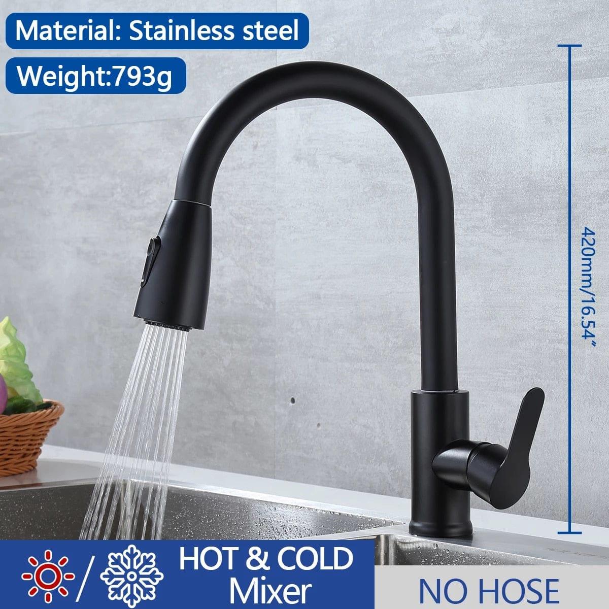 Shop 0 CP11 Black / China Kitchen Faucet Stainless Steel Faucets Hot Cold Water Mixer Tap 2 Function Stream Sprayer Single Handle Pull Out Kitchen Taps Mademoiselle Home Decor