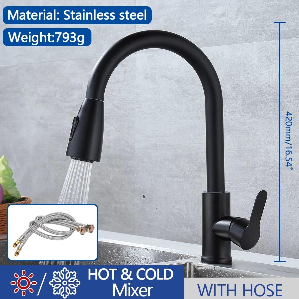 Shop 0 CP11 add Hose 1 Kitchen Faucet Stainless Steel Faucets Hot Cold Water Mixer Tap 2 Function Stream Sprayer Single Handle Pull Out Kitchen Taps Mademoiselle Home Decor