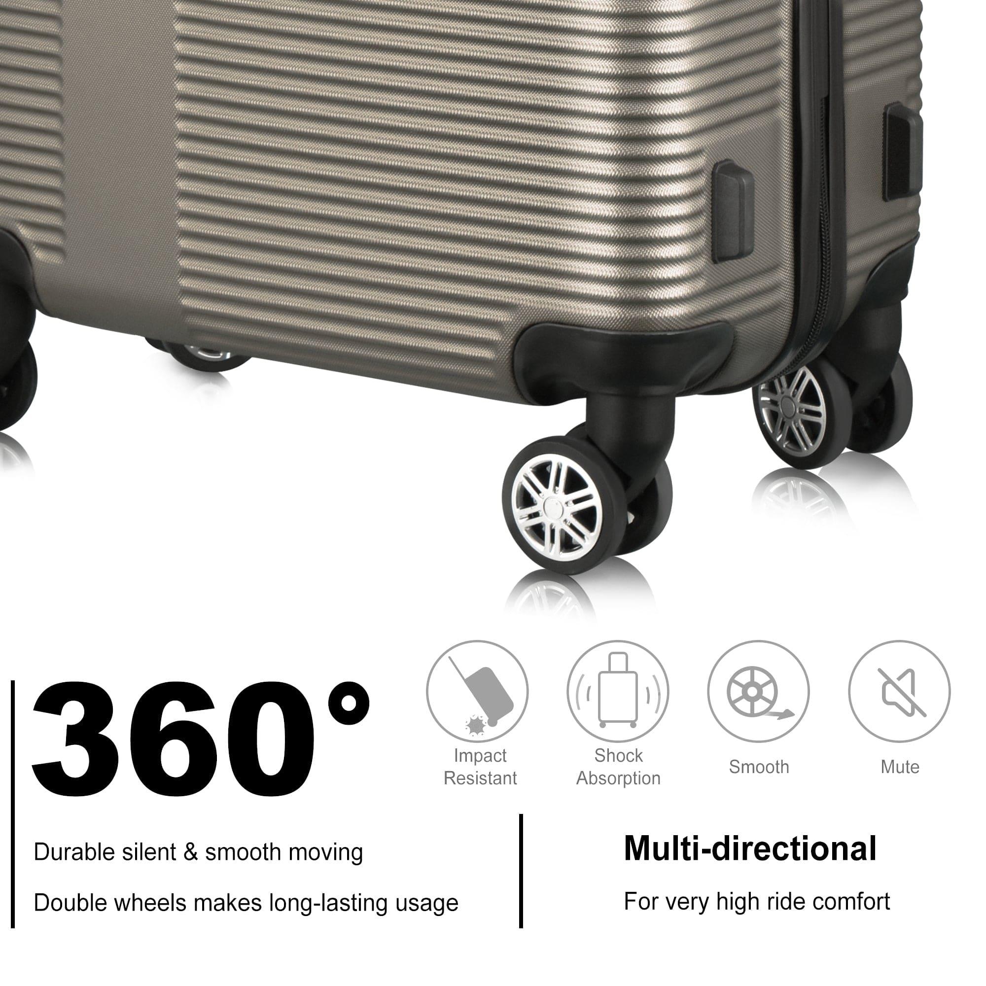 Shop 3 Piece Luggage with TSA Lock ABS, Durable Luggage Set, Lightweight Suitcase with Hooks, Spinner Wheels Cross Stripe Luggage Sets 20in/24in/28in Mademoiselle Home Decor