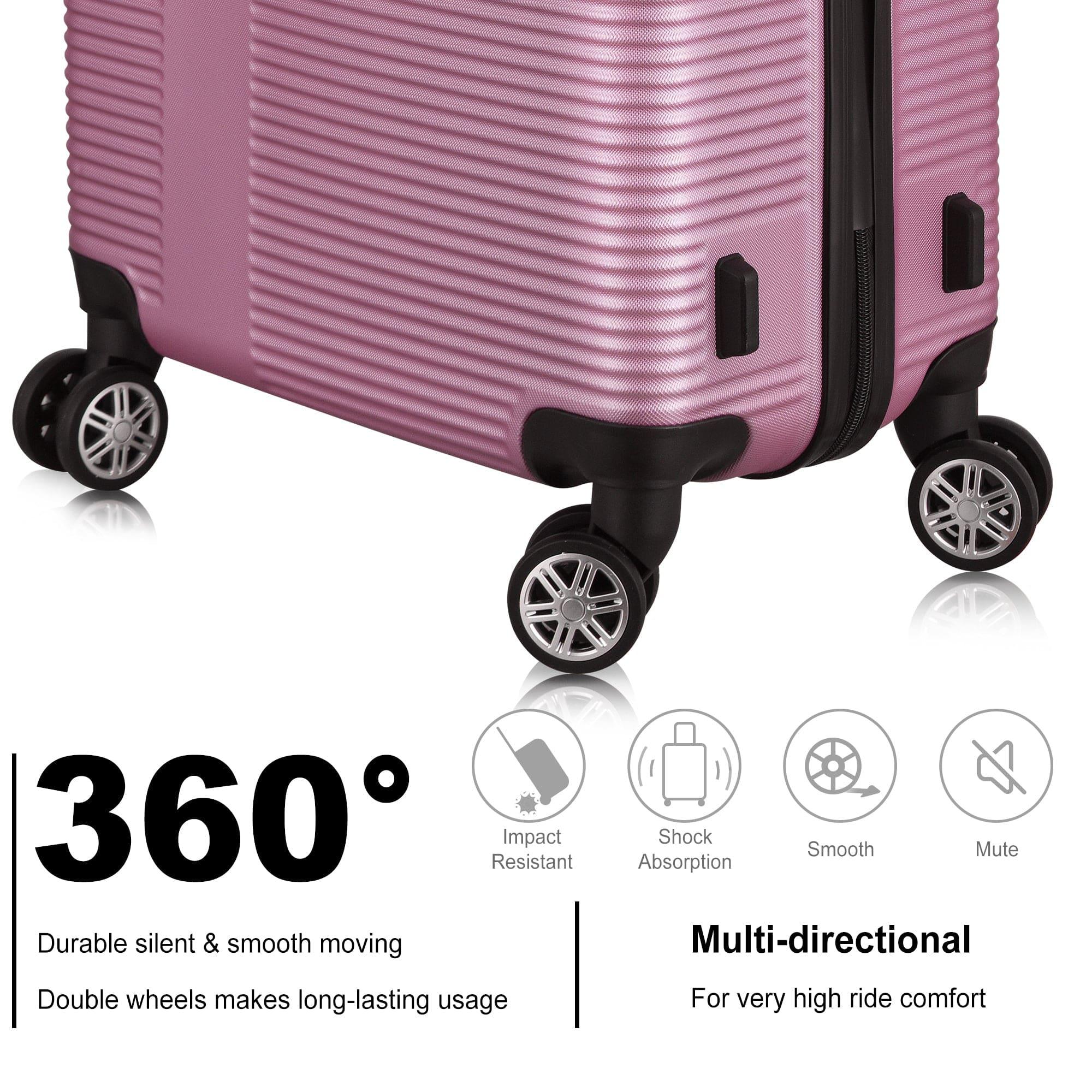 Shop 3 Piece Luggage with TSA Lock ABS, Durable Luggage Set, Lightweight Suitcase with Hooks, Spinner Wheels Cross Stripe Luggage Sets 20in/24in/28in Mademoiselle Home Decor