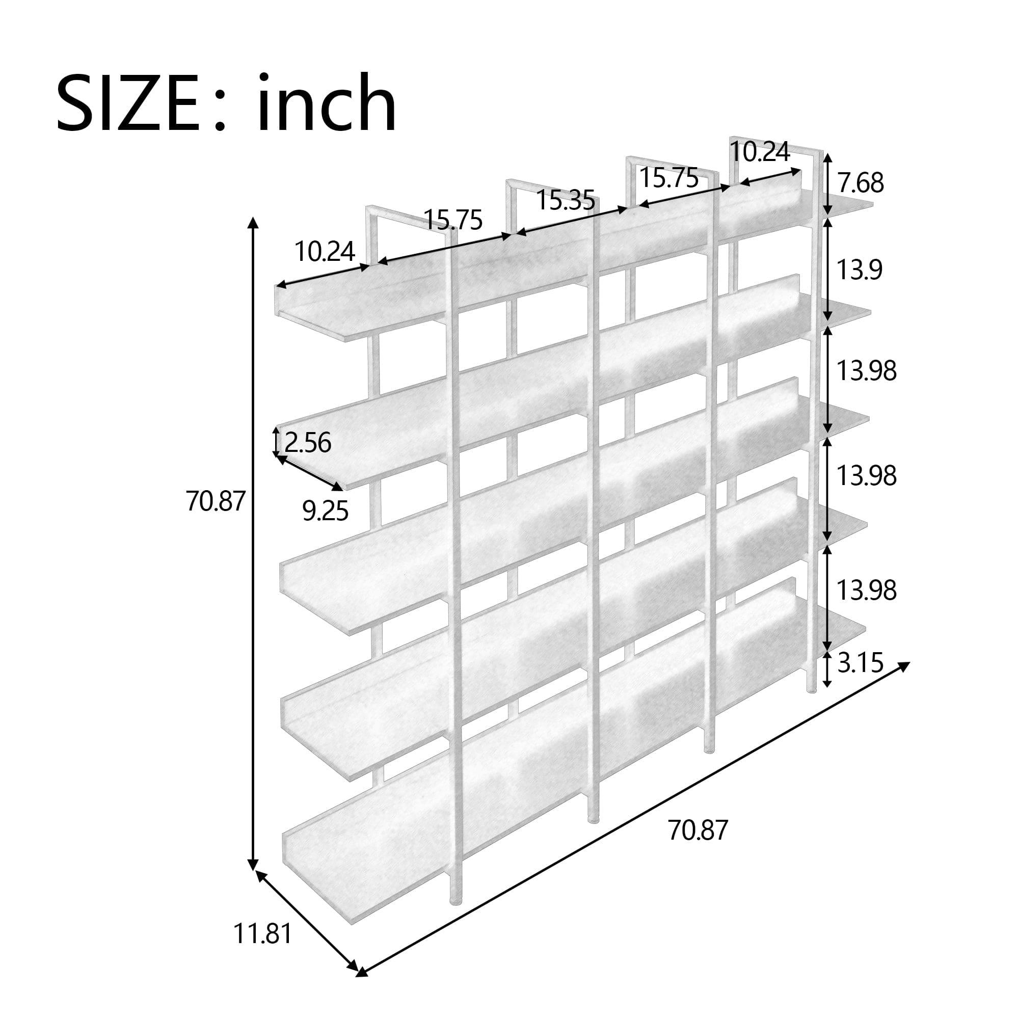 Shop [VIDEO] 5 Tier Bookcase Home Office Open Bookshelf, Vintage Industrial Style Shelf with Metal Frame, MDF Board Mademoiselle Home Decor