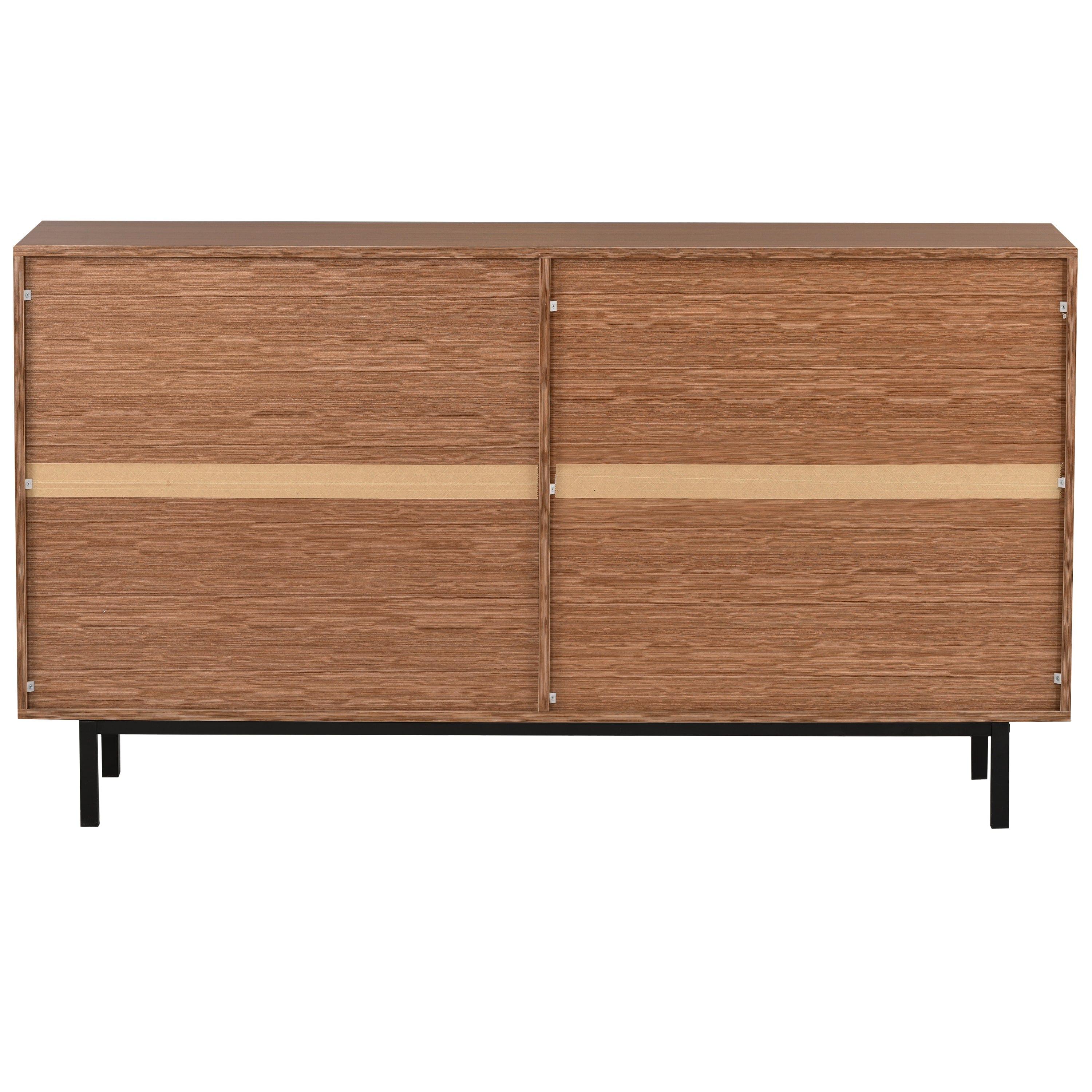 Shop TREXM Contemporary Style Sideboard Large Storage Space Console Table  with Metal Legs and Handles (Tan) Mademoiselle Home Decor