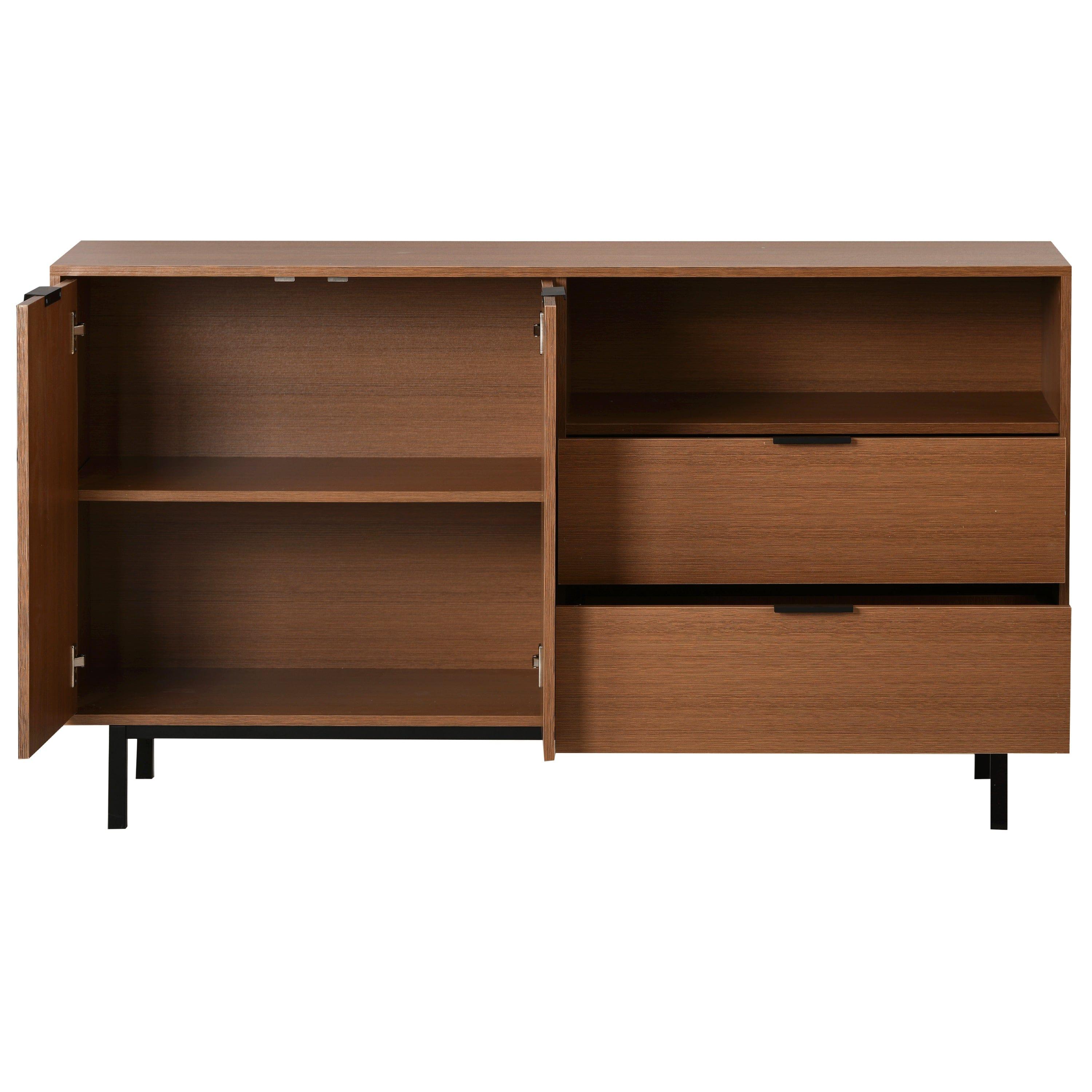 Shop TREXM Contemporary Style Sideboard Large Storage Space Console Table  with Metal Legs and Handles (Tan) Mademoiselle Home Decor