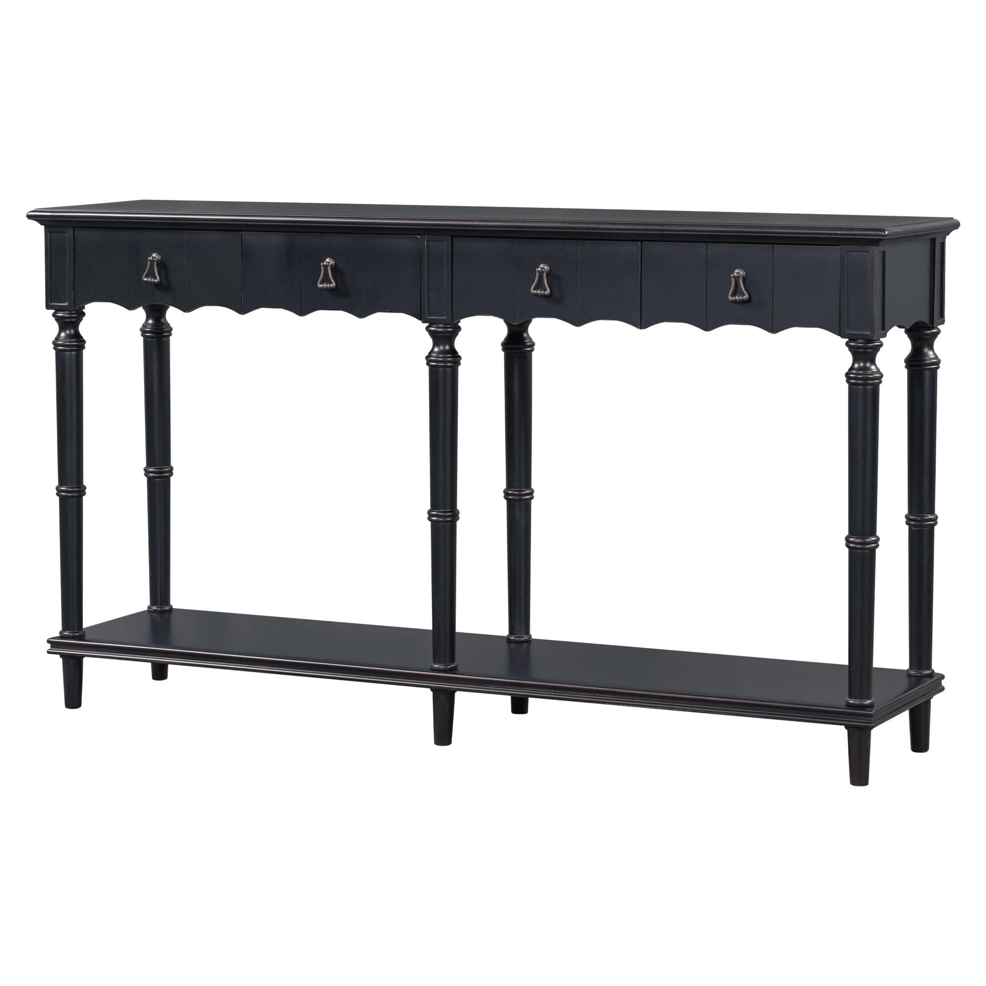 Shop 【Not allowed to sell to Wayfair】【请不要上架至Wayfair平台】 U_STYLE  Country Console Table for Hallway Living Room Bedroom with 4 Front Facing Storage Drawers and 1 Shelf Mademoiselle Home Decor