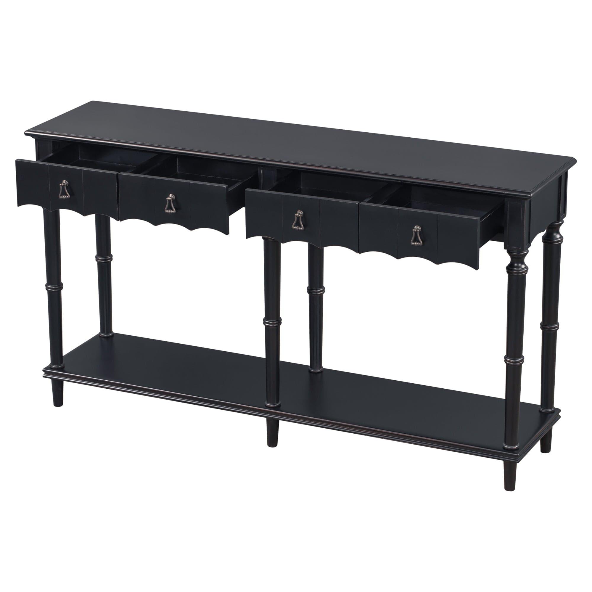 Shop 【Not allowed to sell to Wayfair】【请不要上架至Wayfair平台】 U_STYLE  Country Console Table for Hallway Living Room Bedroom with 4 Front Facing Storage Drawers and 1 Shelf Mademoiselle Home Decor