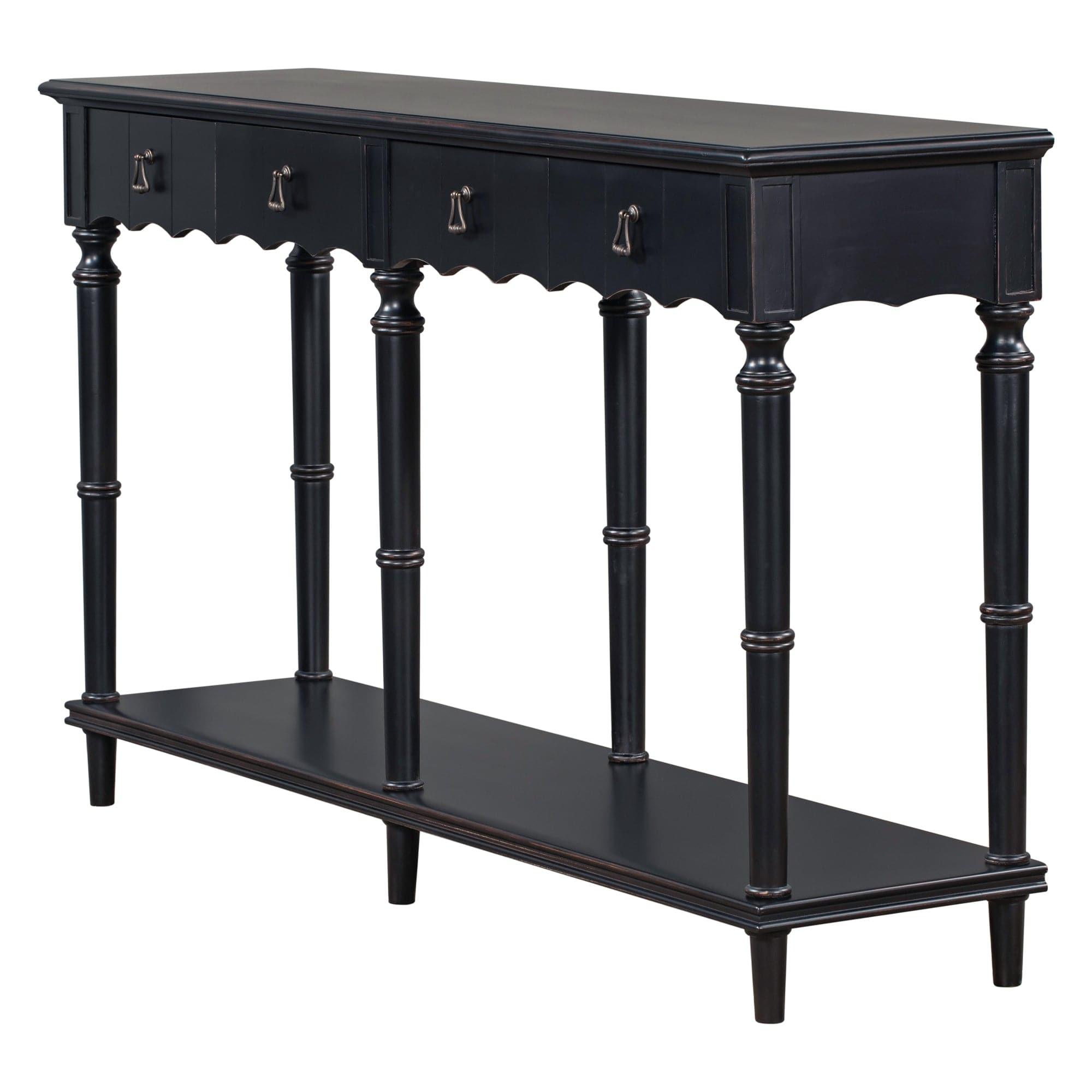 Shop 【Not allowed to sell to Wayfair】【请不要上架至Wayfair平台】 U_STYLE  Country Console Table for Hallway Living Room Bedroom with 4 Front Facing Storage Drawers and 1 Shelf Mademoiselle Home Decor