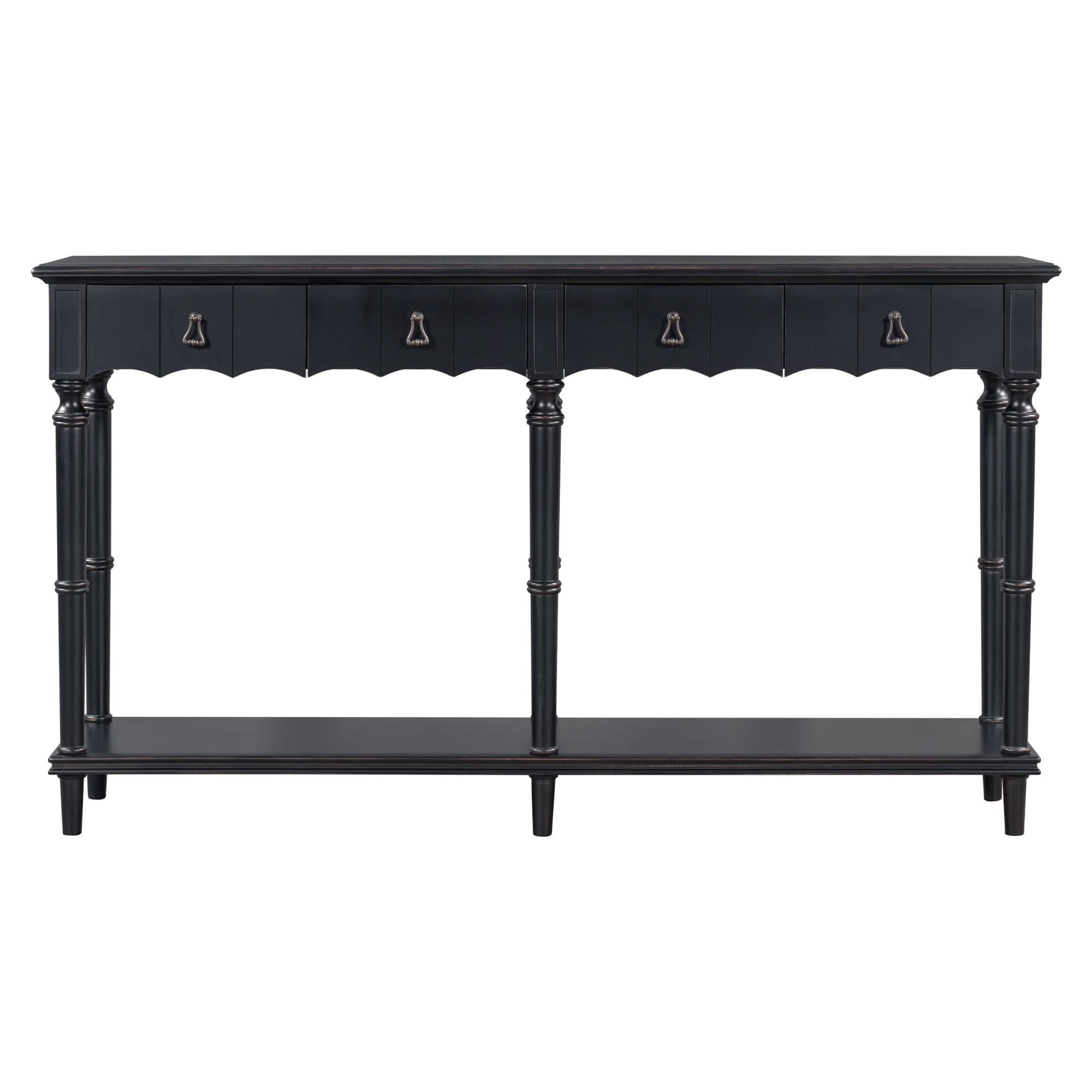 Shop 【Not allowed to sell to Wayfair】【请不要上架至Wayfair平台】 U_STYLE  Country Console Table for Hallway Living Room Bedroom with 4 Front Facing Storage Drawers and 1 Shelf Mademoiselle Home Decor