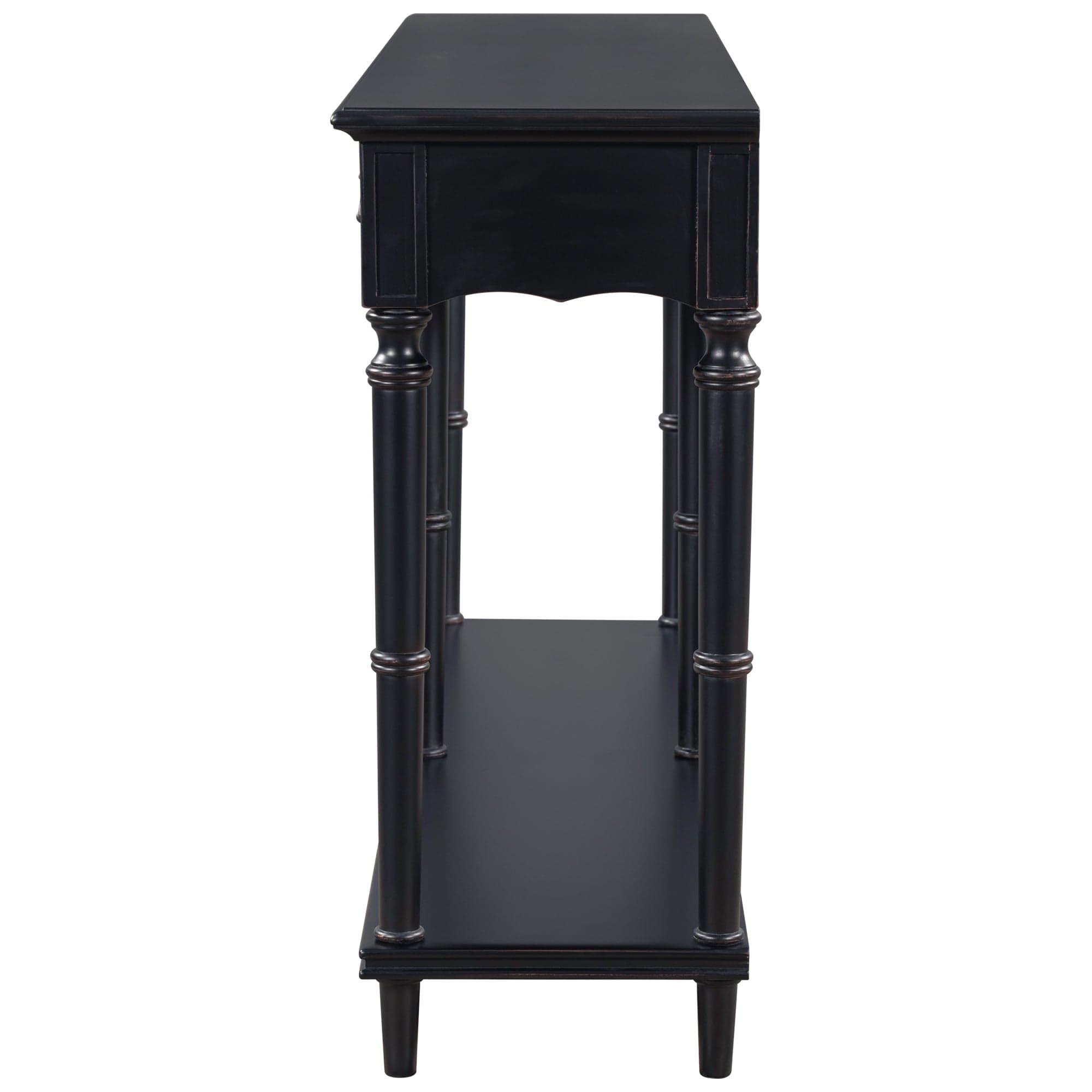 Shop 【Not allowed to sell to Wayfair】【请不要上架至Wayfair平台】 U_STYLE  Country Console Table for Hallway Living Room Bedroom with 4 Front Facing Storage Drawers and 1 Shelf Mademoiselle Home Decor