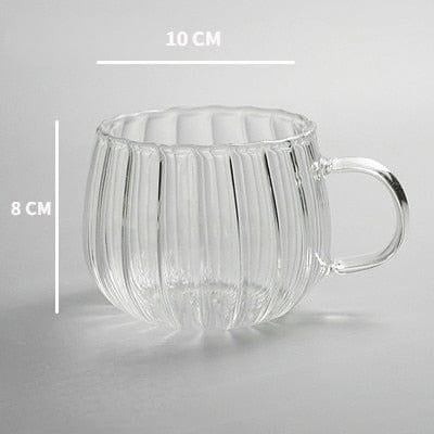 Shop 0 Style A -  400 ml Heat Resistant Glass Striped Water Cup Breakfast Oatmeal Milk Coffee Cup Household Large Capacity Cup Water Cup with Handle Mademoiselle Home Decor