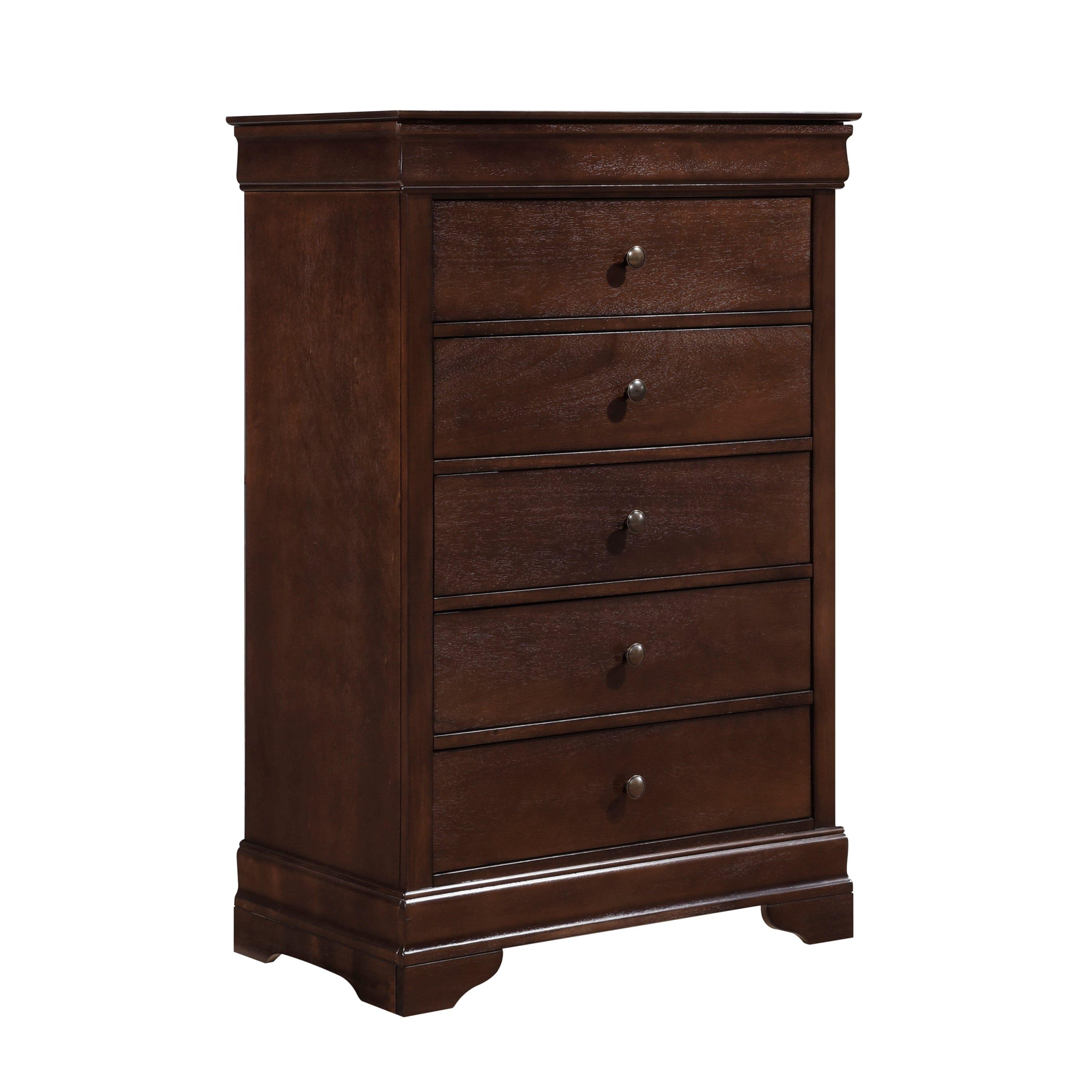 Shop Louis Philippe Style 1pc Chest of Drawers Brown Cherry Finish Okume Veneer Bedroom Furniture Mademoiselle Home Decor