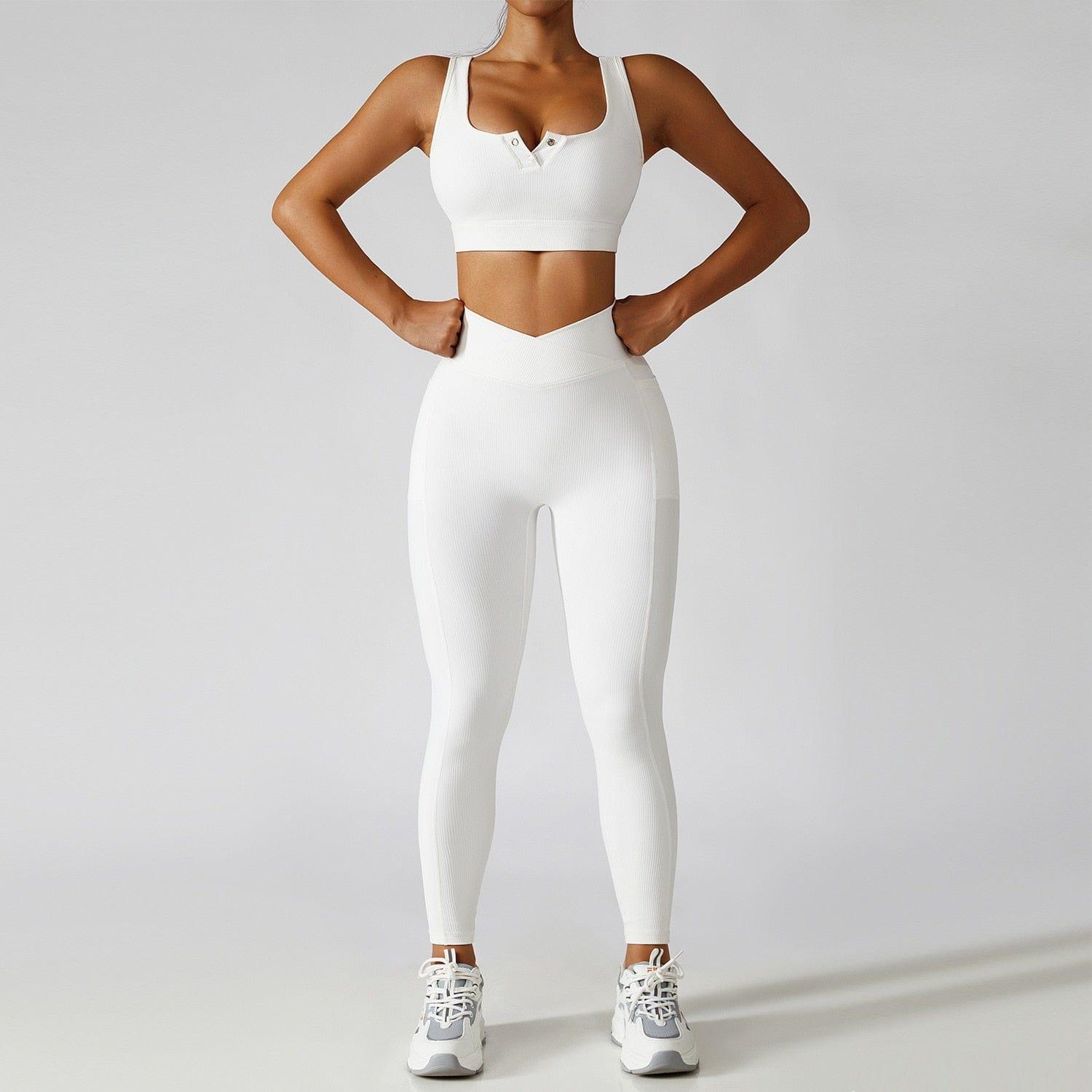 Shop 0 White suit-3 / S / China 2 Pieces Seamless Women Tracksuit  Yoga Set Running Workout Sportswear Gym Clothes Fitness Bra High Waist Leggings Sports Suit Mademoiselle Home Decor
