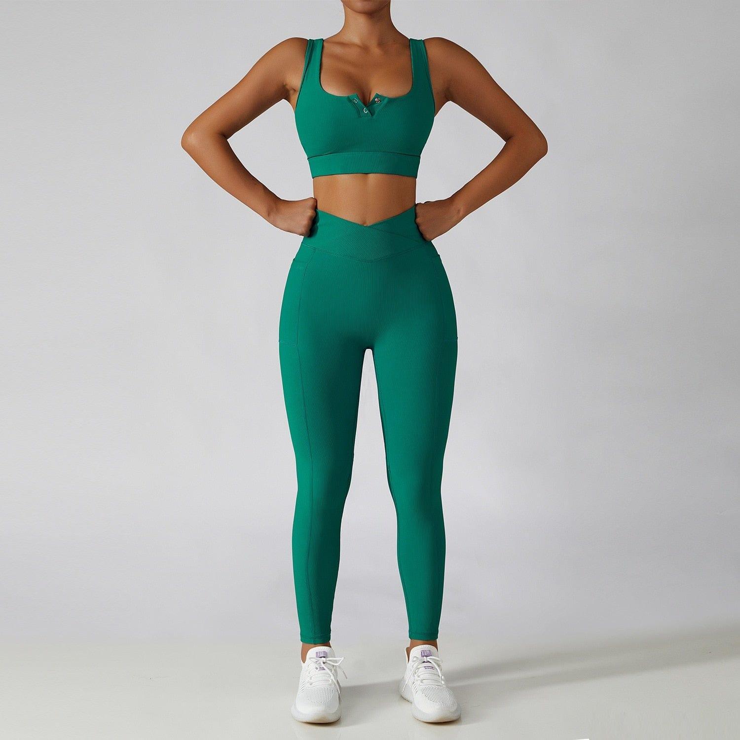 Shop 0 Green suit-3 / S / China 2 Pieces Seamless Women Tracksuit  Yoga Set Running Workout Sportswear Gym Clothes Fitness Bra High Waist Leggings Sports Suit Mademoiselle Home Decor