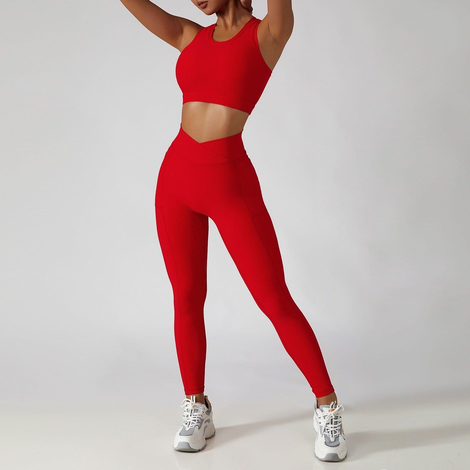 Shop 0 Red suit-4 / S / China 2 Pieces Seamless Women Tracksuit  Yoga Set Running Workout Sportswear Gym Clothes Fitness Bra High Waist Leggings Sports Suit Mademoiselle Home Decor