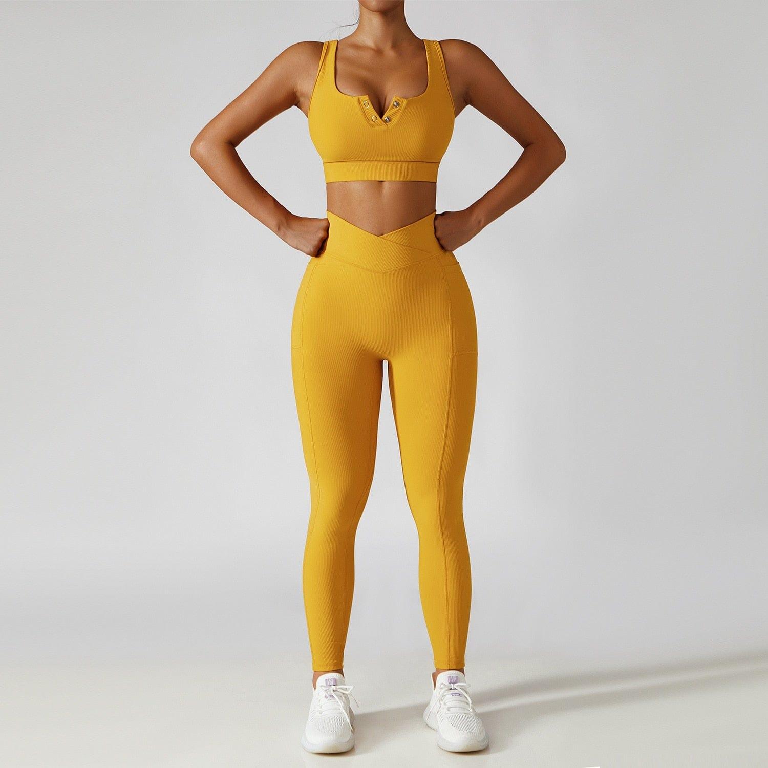 Shop 0 Yellow suit-3 / S / China 2 Pieces Seamless Women Tracksuit  Yoga Set Running Workout Sportswear Gym Clothes Fitness Bra High Waist Leggings Sports Suit Mademoiselle Home Decor