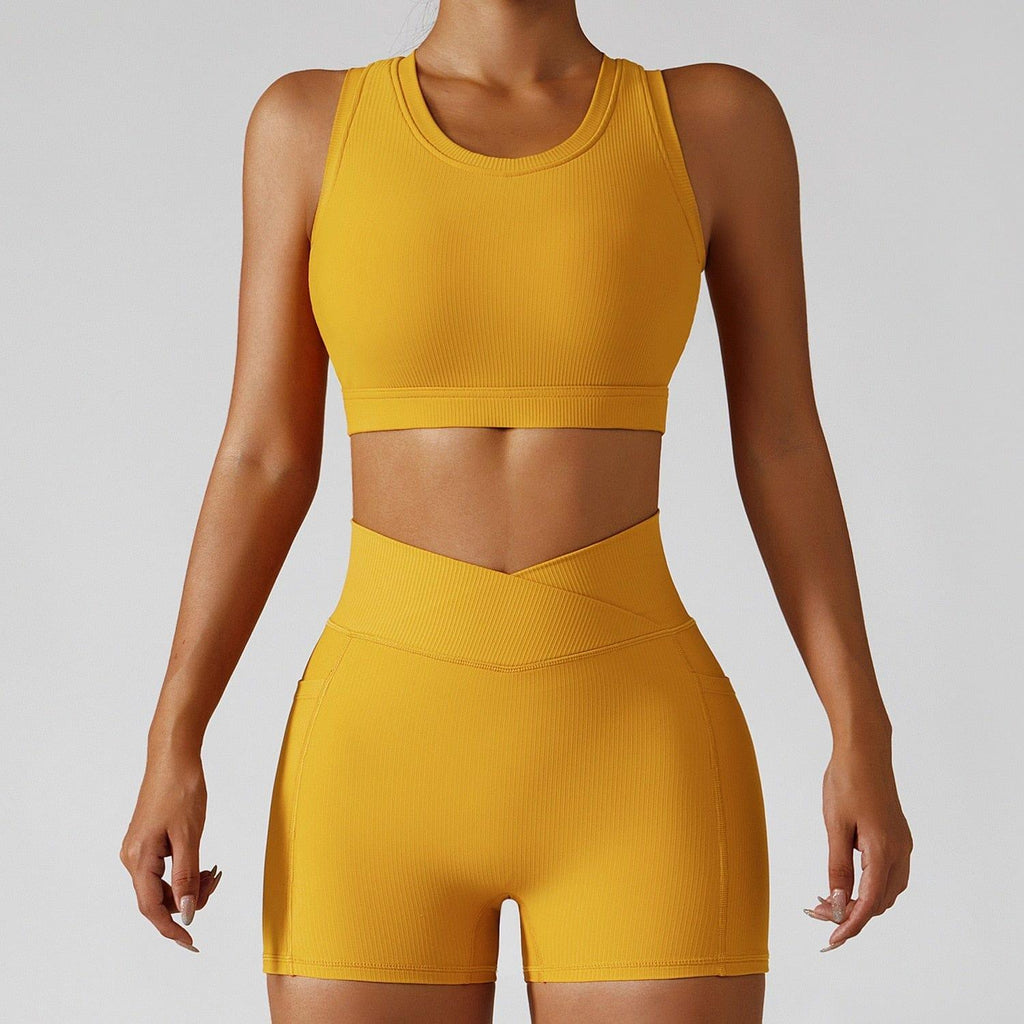 Shop 0 Yellow suit-2 / S / China 2 Pieces Seamless Women Tracksuit  Yoga Set Running Workout Sportswear Gym Clothes Fitness Bra High Waist Leggings Sports Suit Mademoiselle Home Decor