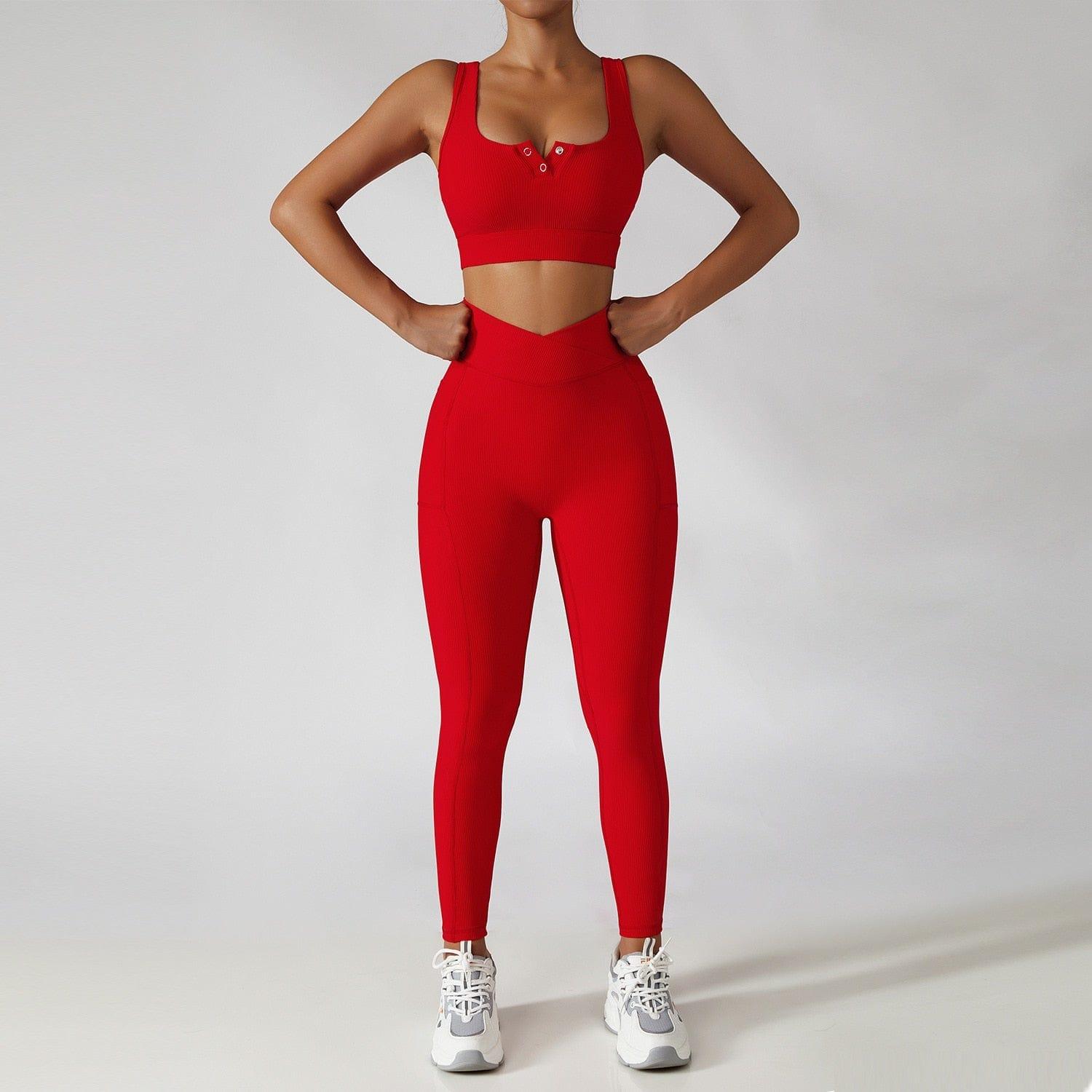 Shop 0 Red suit-3 / S / China 2 Pieces Seamless Women Tracksuit  Yoga Set Running Workout Sportswear Gym Clothes Fitness Bra High Waist Leggings Sports Suit Mademoiselle Home Decor