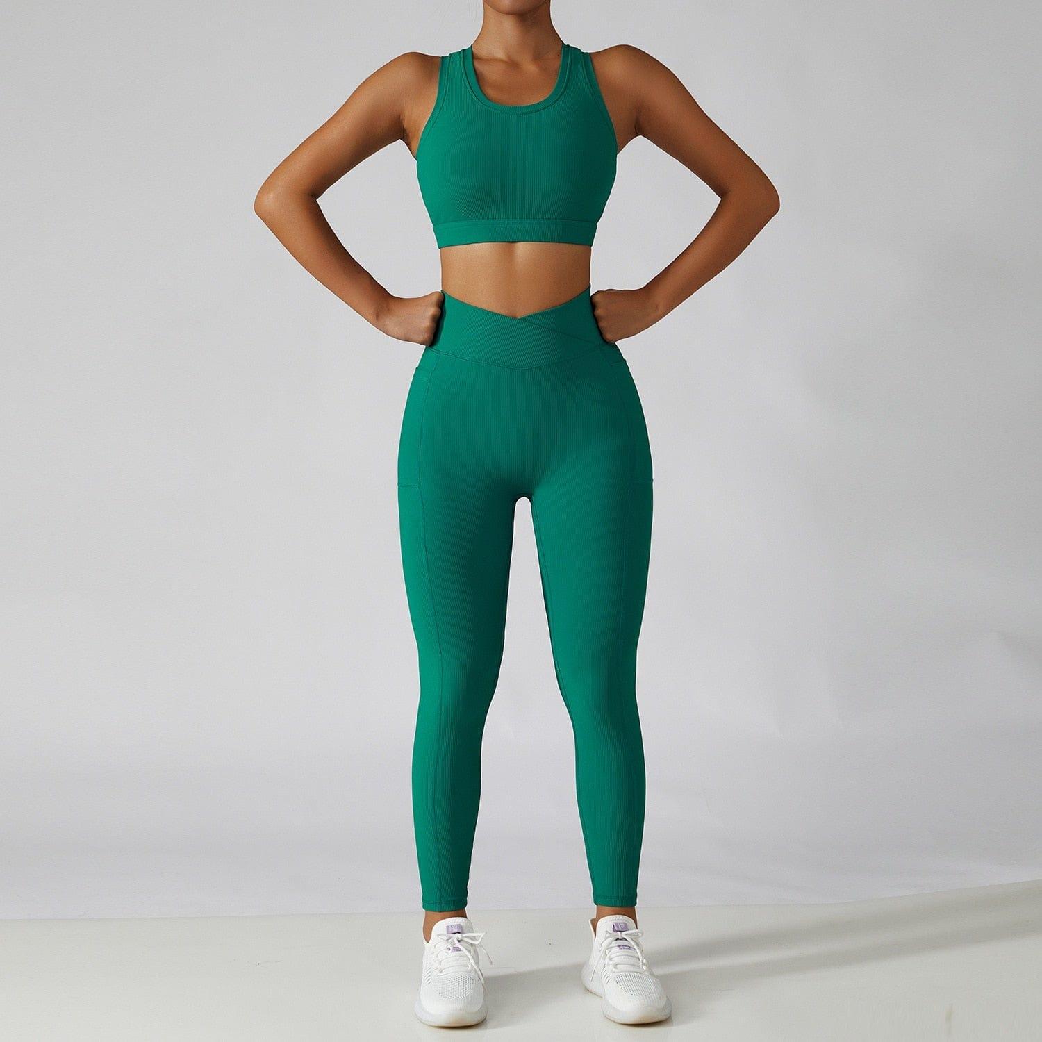 Shop 0 Green suit-4 / S / China 2 Pieces Seamless Women Tracksuit  Yoga Set Running Workout Sportswear Gym Clothes Fitness Bra High Waist Leggings Sports Suit Mademoiselle Home Decor