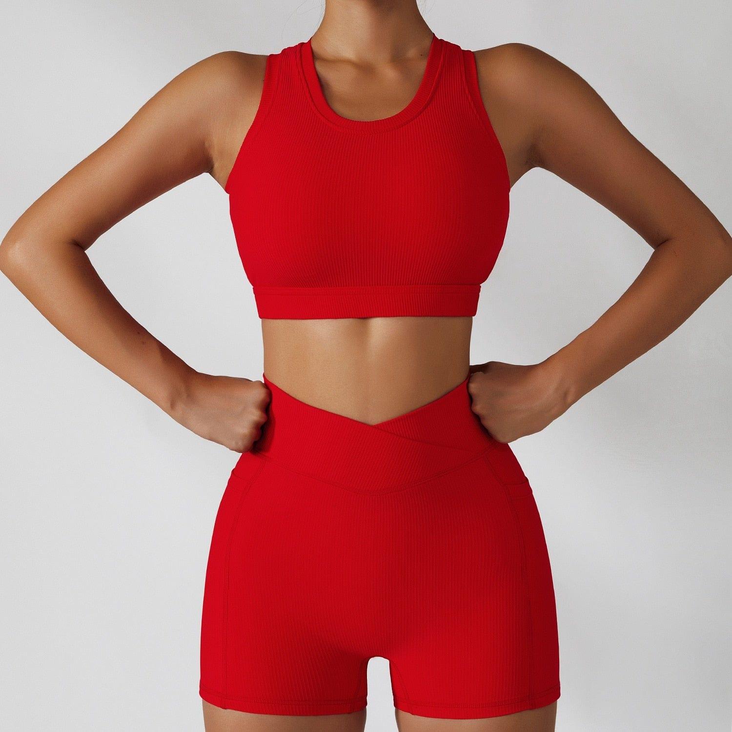 Shop 0 Red suit-2 / S / China 2 Pieces Seamless Women Tracksuit  Yoga Set Running Workout Sportswear Gym Clothes Fitness Bra High Waist Leggings Sports Suit Mademoiselle Home Decor